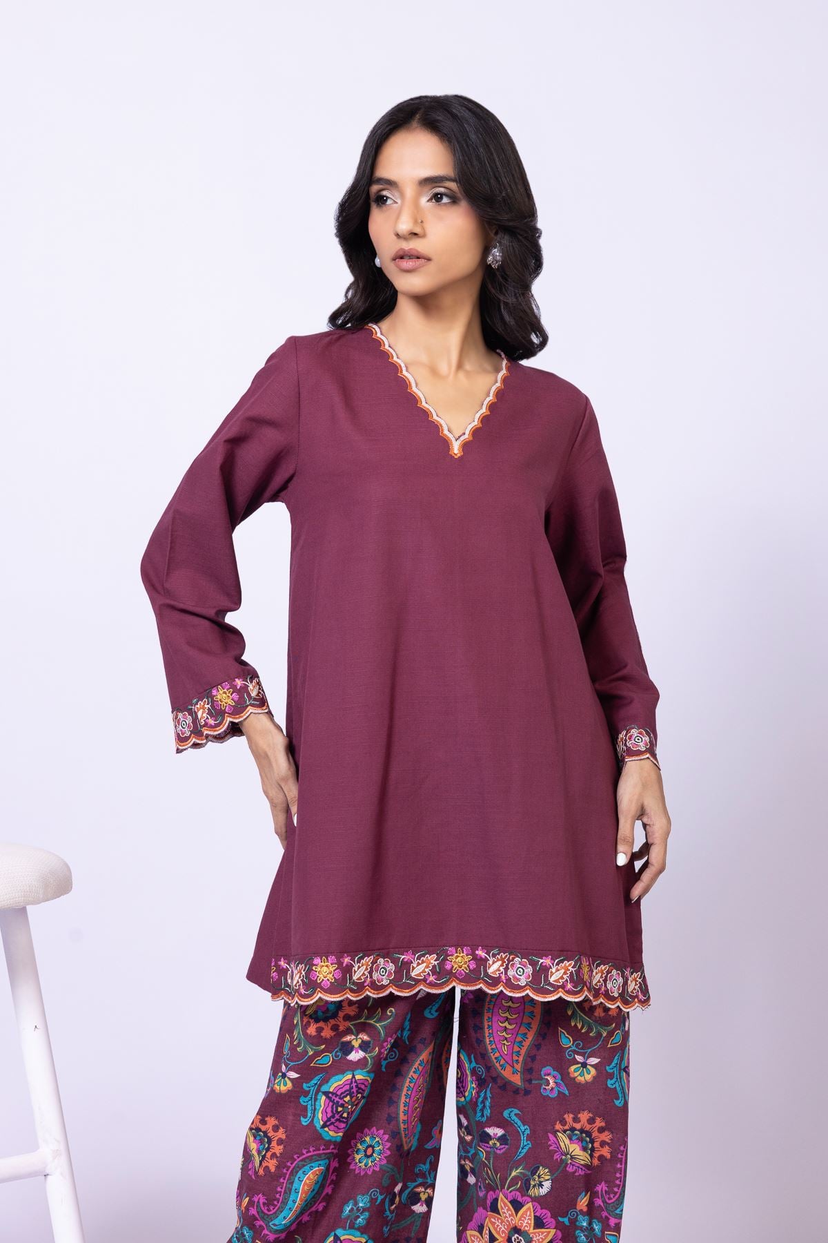 Embroidered Khaddar Kurta - 25-09-12E2-01TA-VG