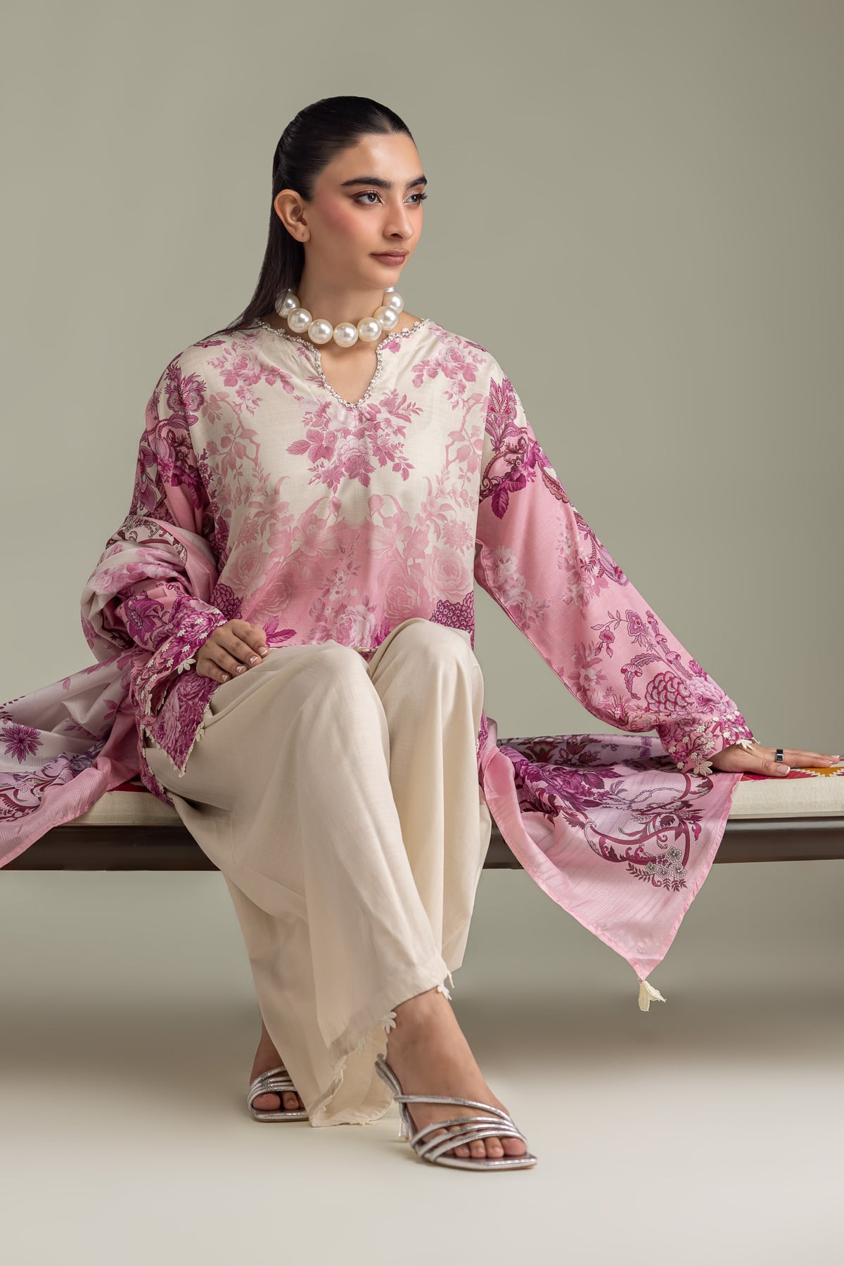Printed Mesuri Floral Mesuri Dupatta - 2-26-202-A-D-VG