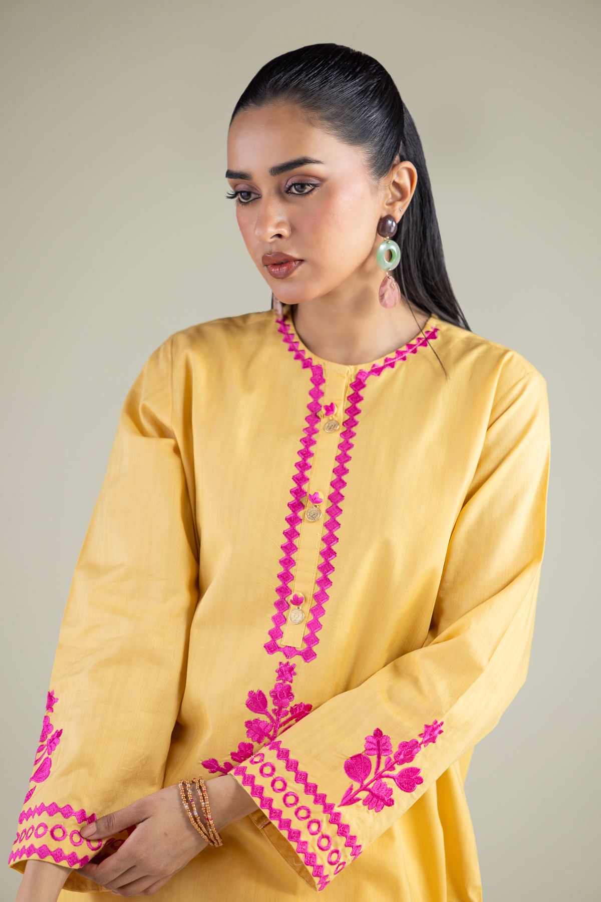 Embroidered Cotton Dobby Short Cotton Kurta - 1-26-147-A-H-VG