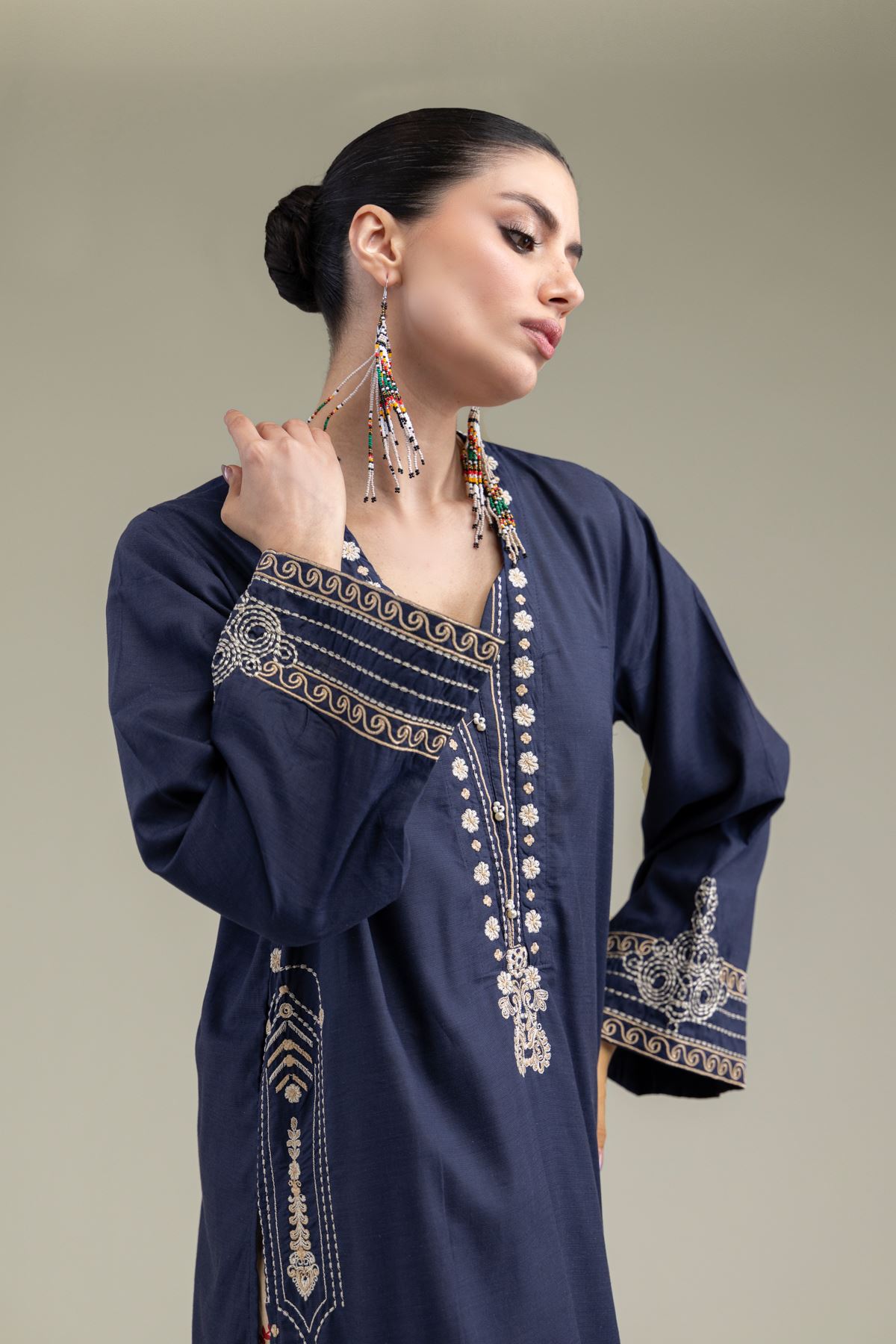 Embroidered Raw Silk Raw Silk Kurta - 1-26-238-A-C1-VG