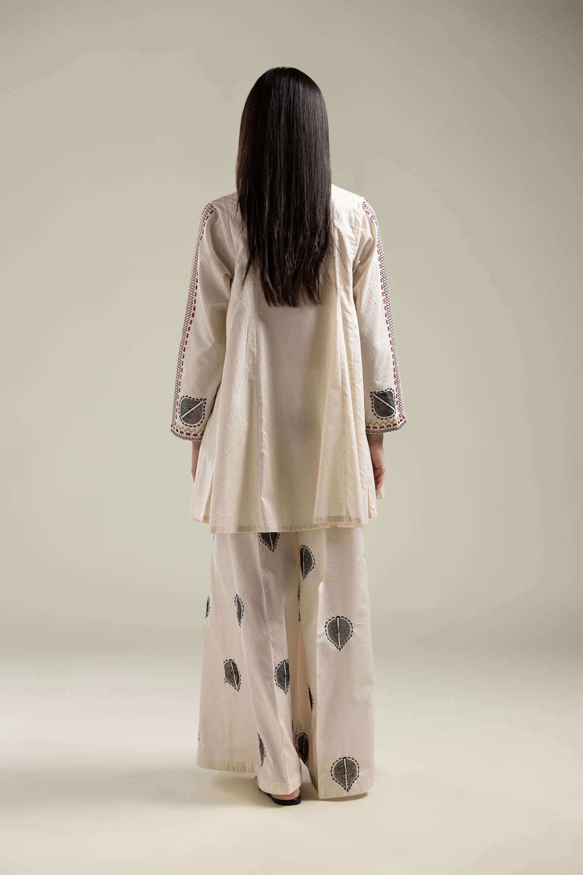 Embroidered Cotton Dobby Short White Kurta - 2-26-215-A-F-VG