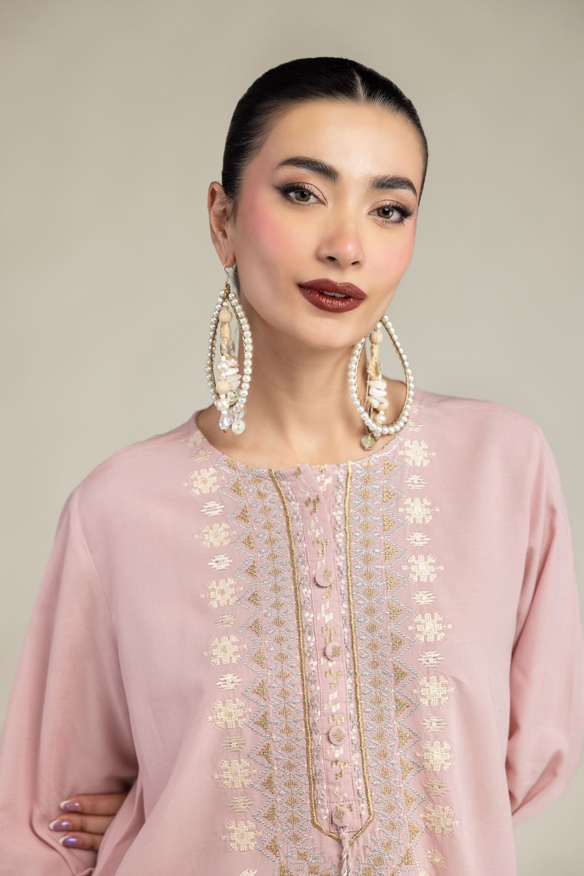 Embroidered Raw Silk Short Silk Kurta - 2-26-212-A-C1-VG