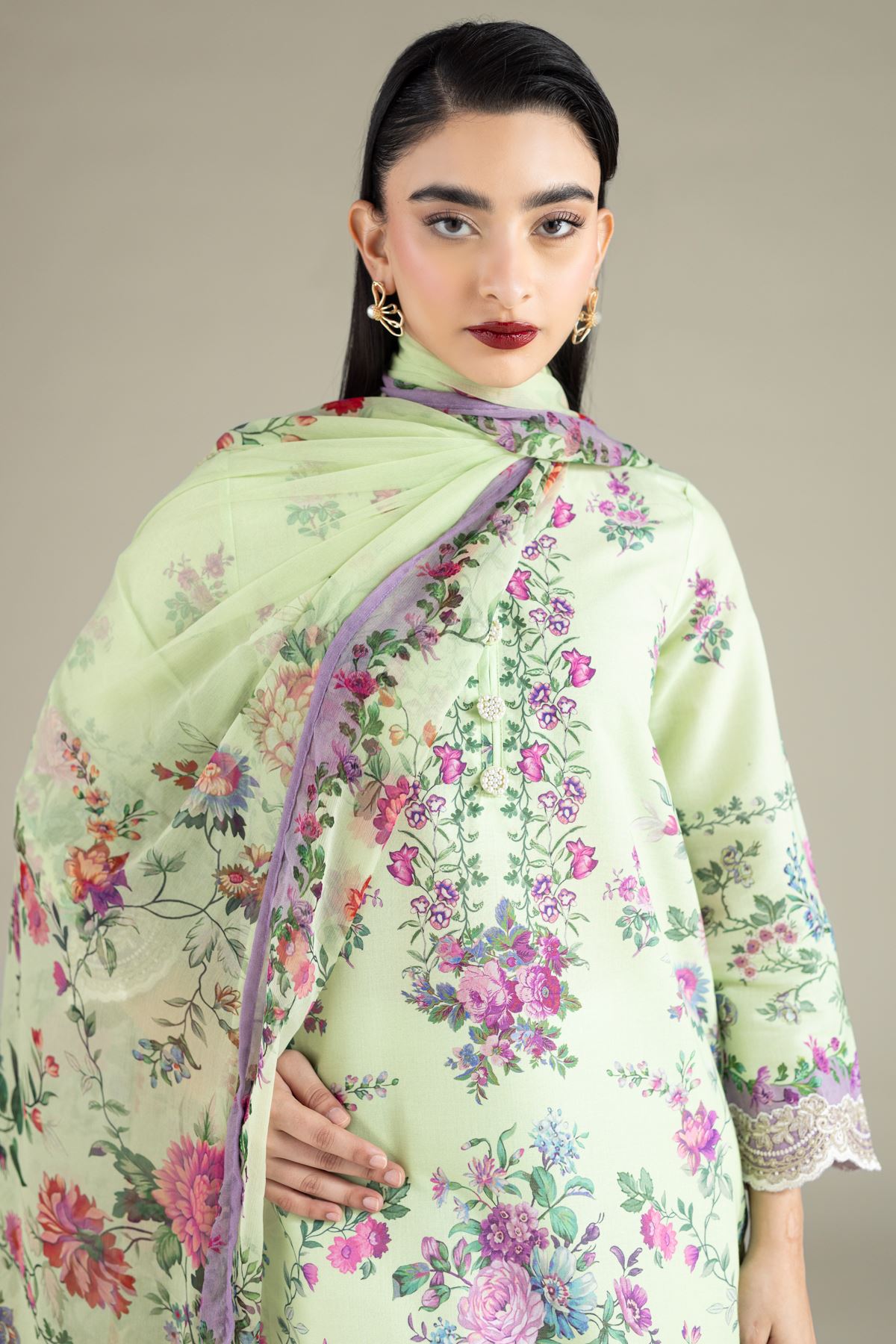 Printed Chiffon Dupatta - 1-26-114-A-F-VG