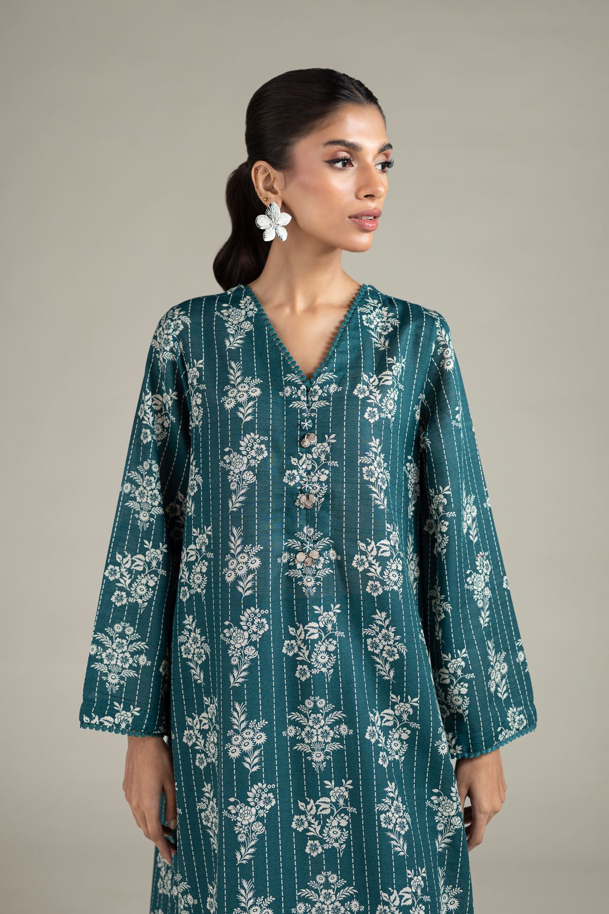Dyed Textured Cotton Kurta - 25-09-9S3-07TB-VG