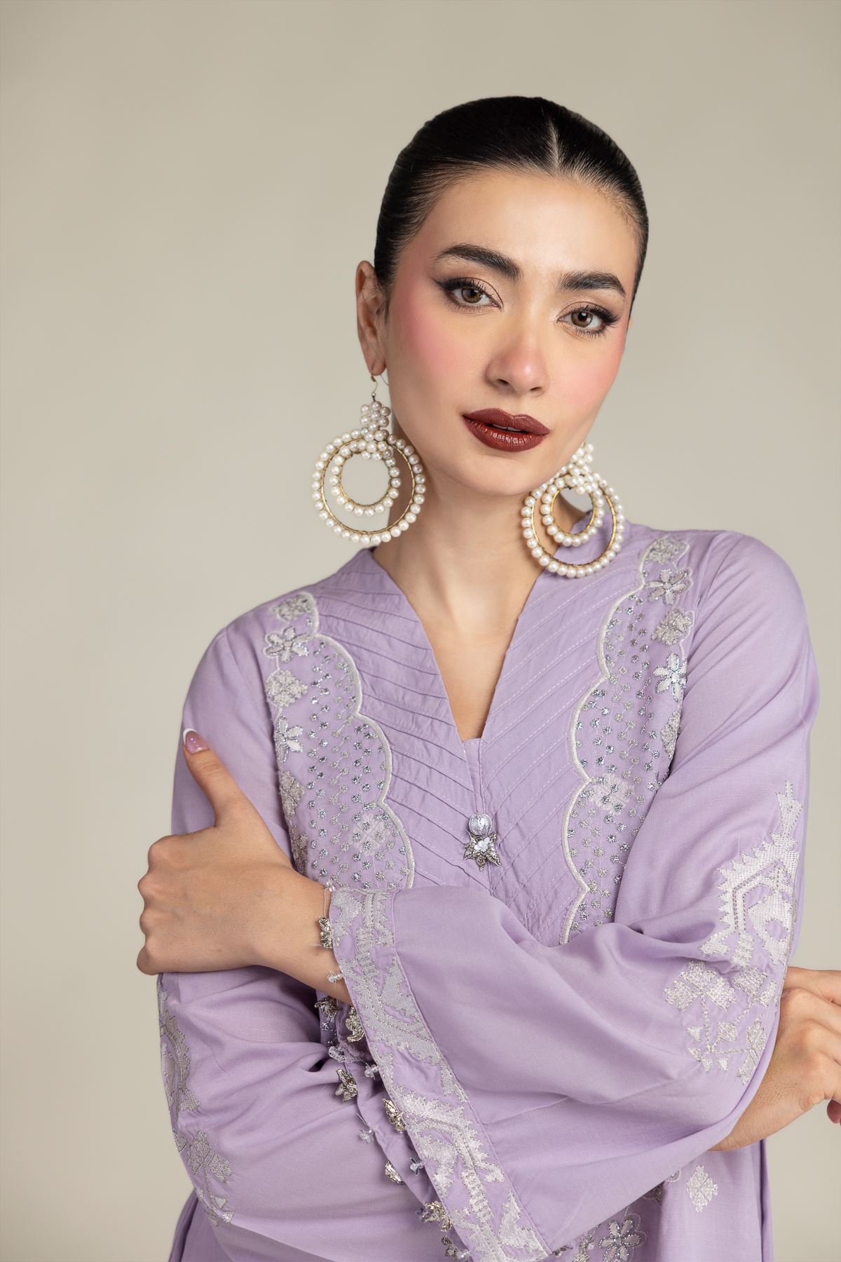 Embroidered Raw Silk Long Embroidered Kurta - T-A11-26-106FG1-VG