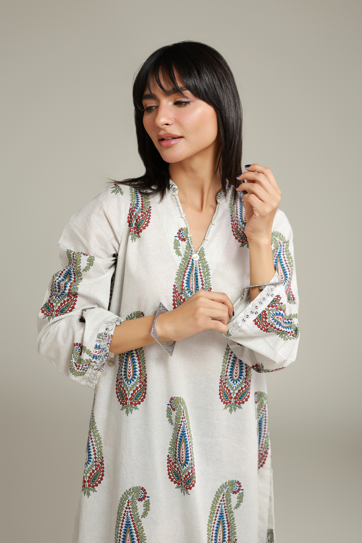 Embroidered Cambric Long Cambric Kurta - 1-26-138-A-D-VG