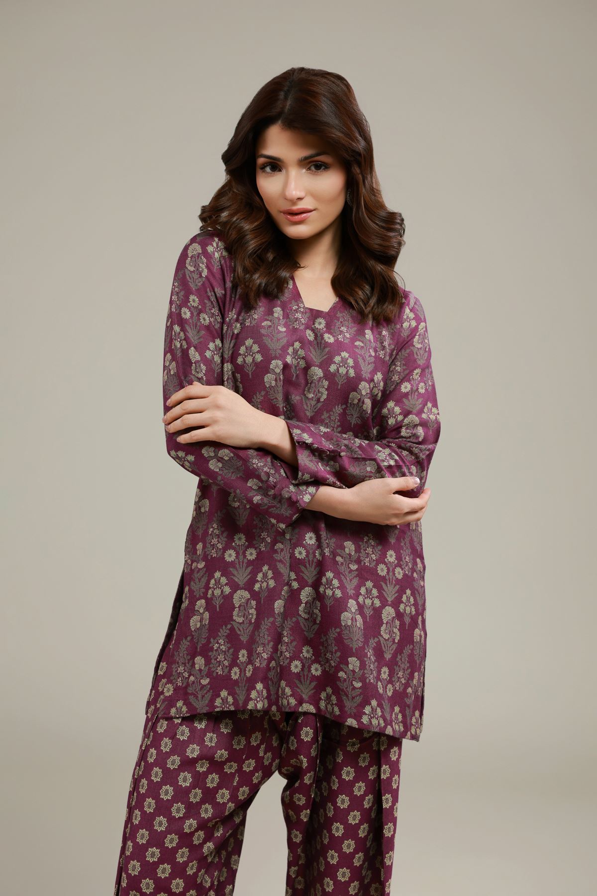 Dyed Jacquard Kurta - 6-26-106-A-H-VG