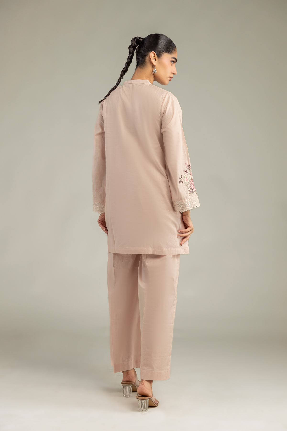 Embroidered Cambric V-Neck Short Kurta - 1-26-102-A-F-VG