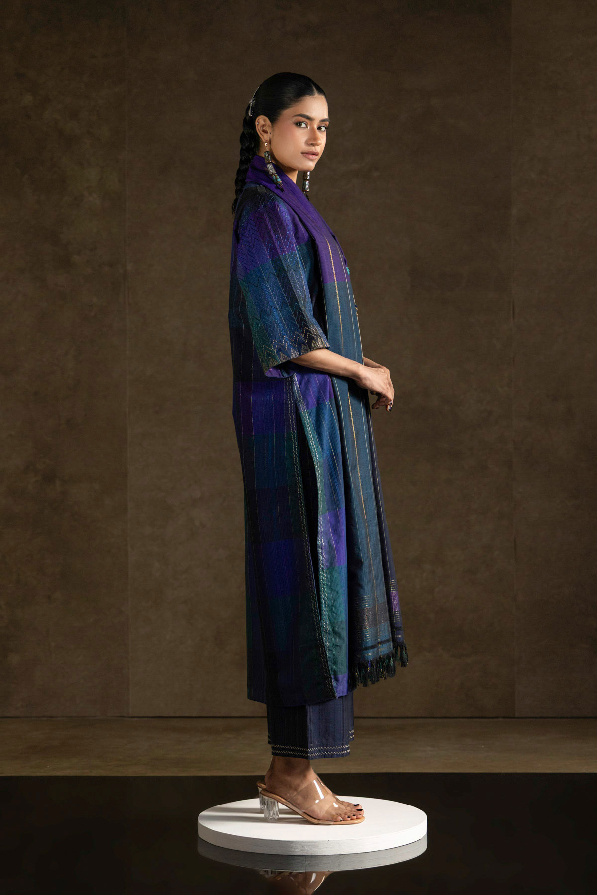 Yarn Dyed Handwoven Dupatta - 2-26-308-A-G1-VG
