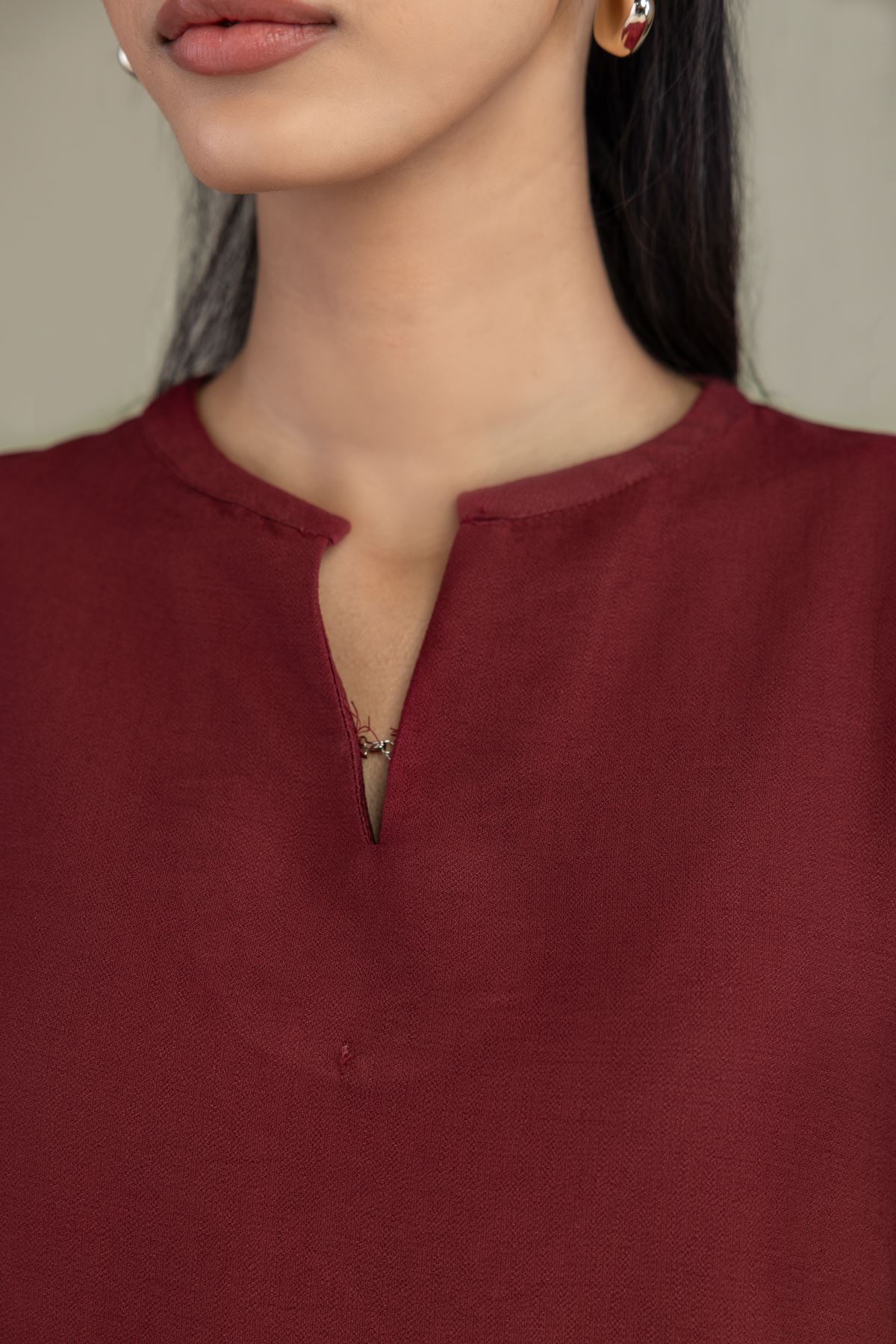 Dyed Crepe Solid Maroon Shirt - 2-26-308-A-B1-VG