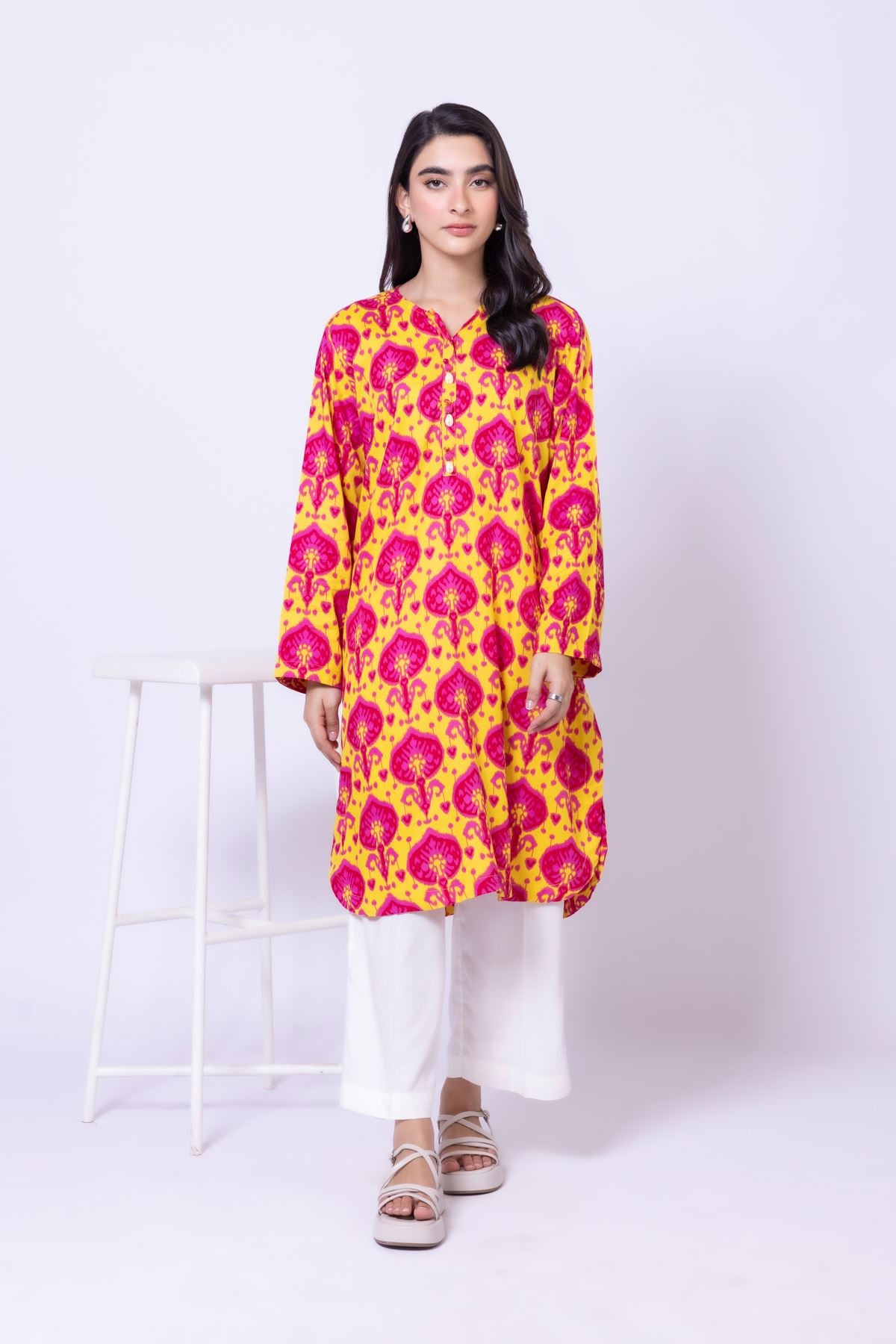 Printed Viscose Silk Kurta - 25-09-10E4-05TB-VG