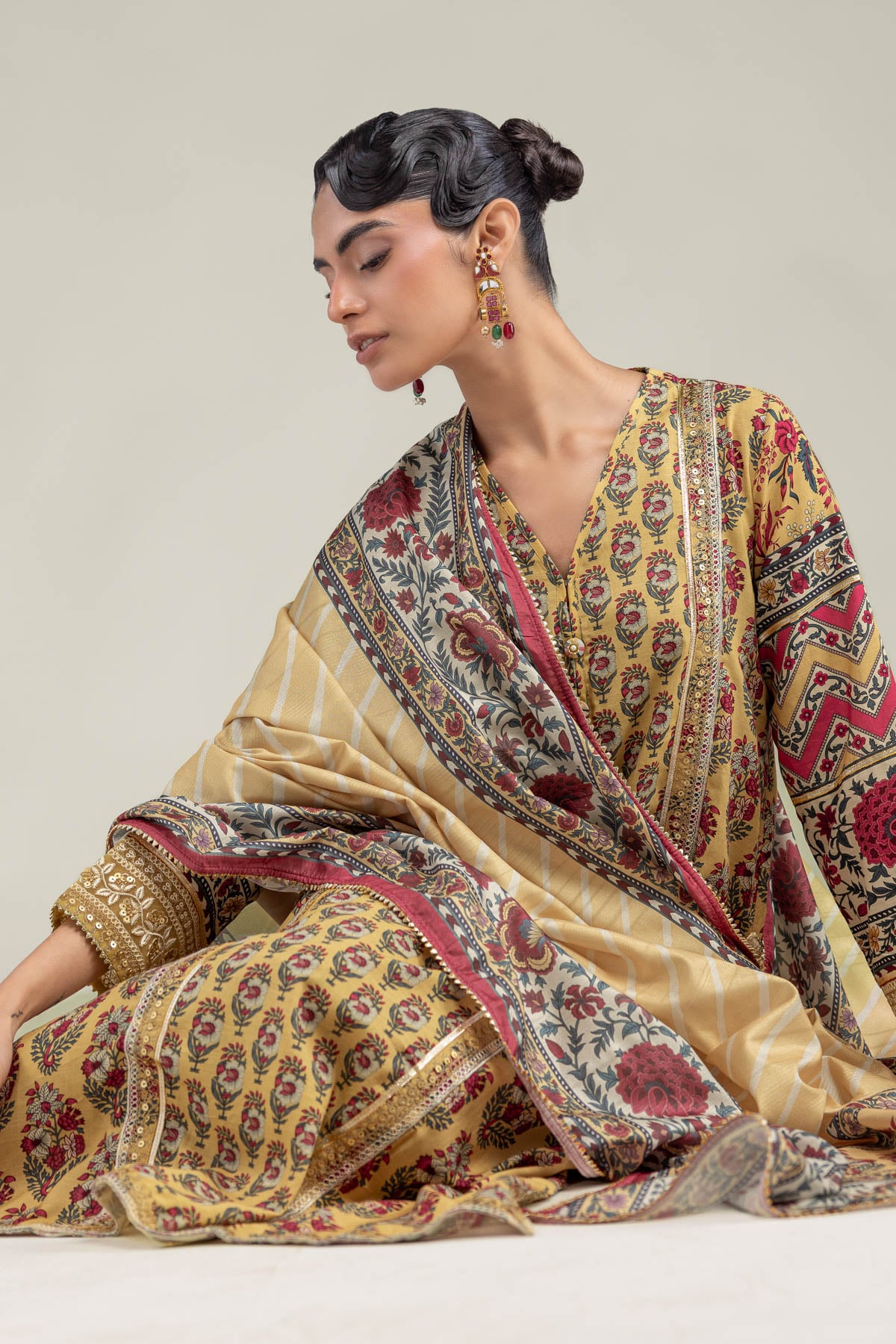 Embroidered Polyester Silk Polyester Silk Dupatta - 1-26-102-A-F-VG
