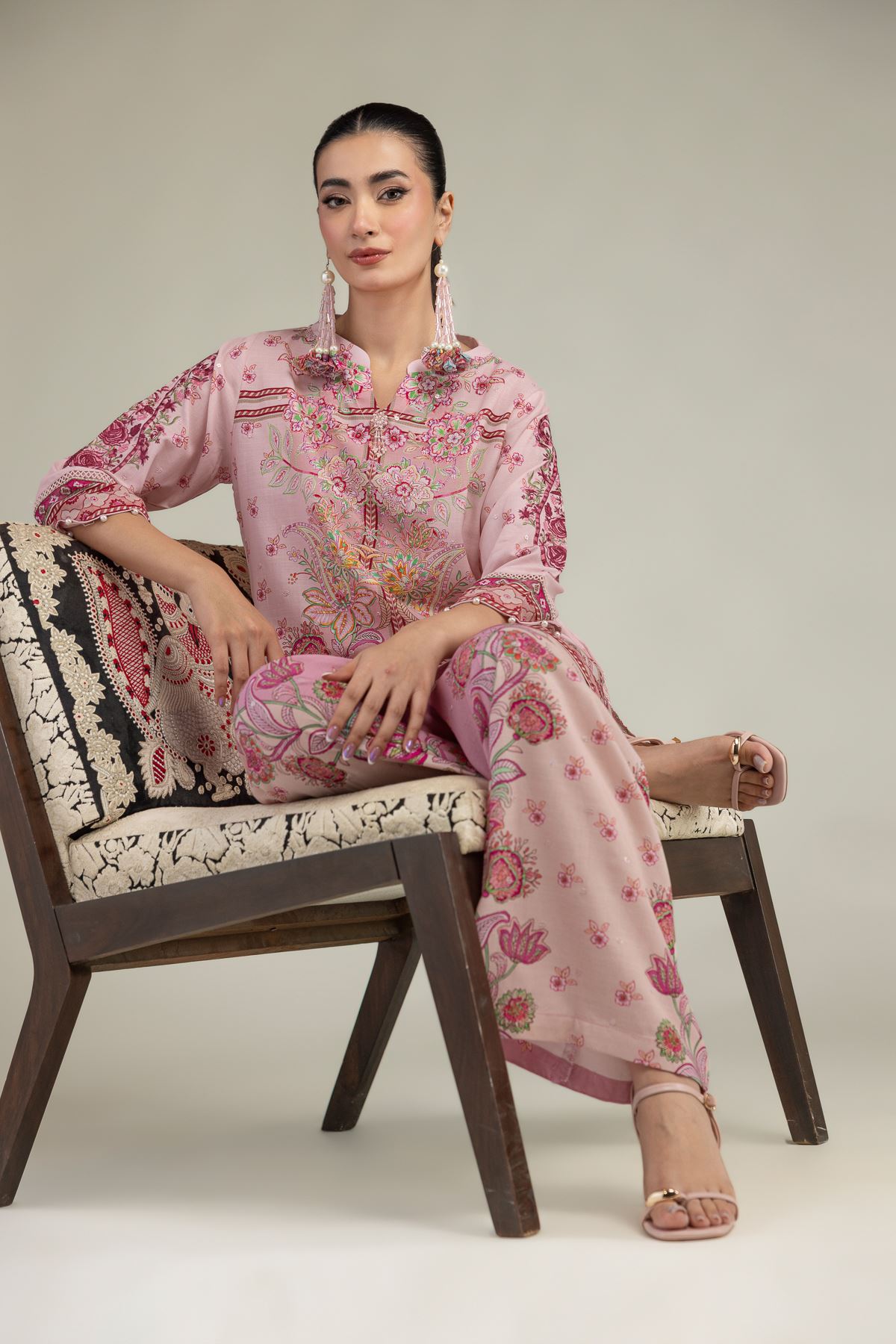 Embroidered Raw Silk Short Floral Kurta - 1-26-231-A-C1-VG