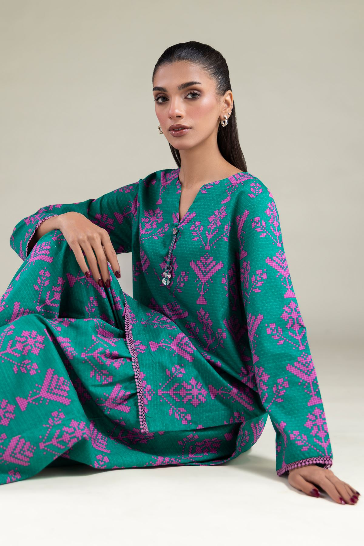 Printed Cotton Dobby Kurta - 1001926902