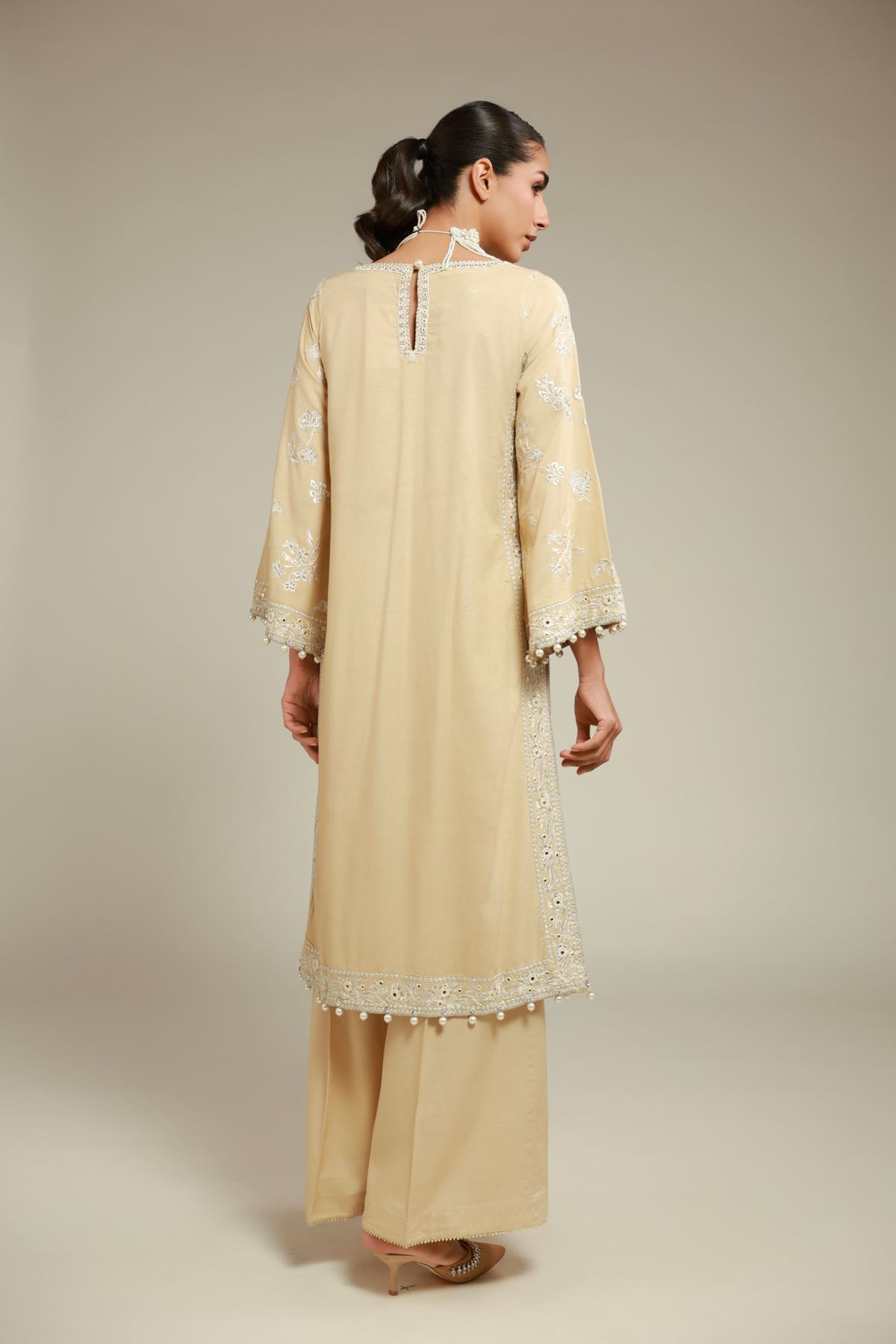 Embroidered Raw Silk Kurta - 25-12-12S4-12TA-VG