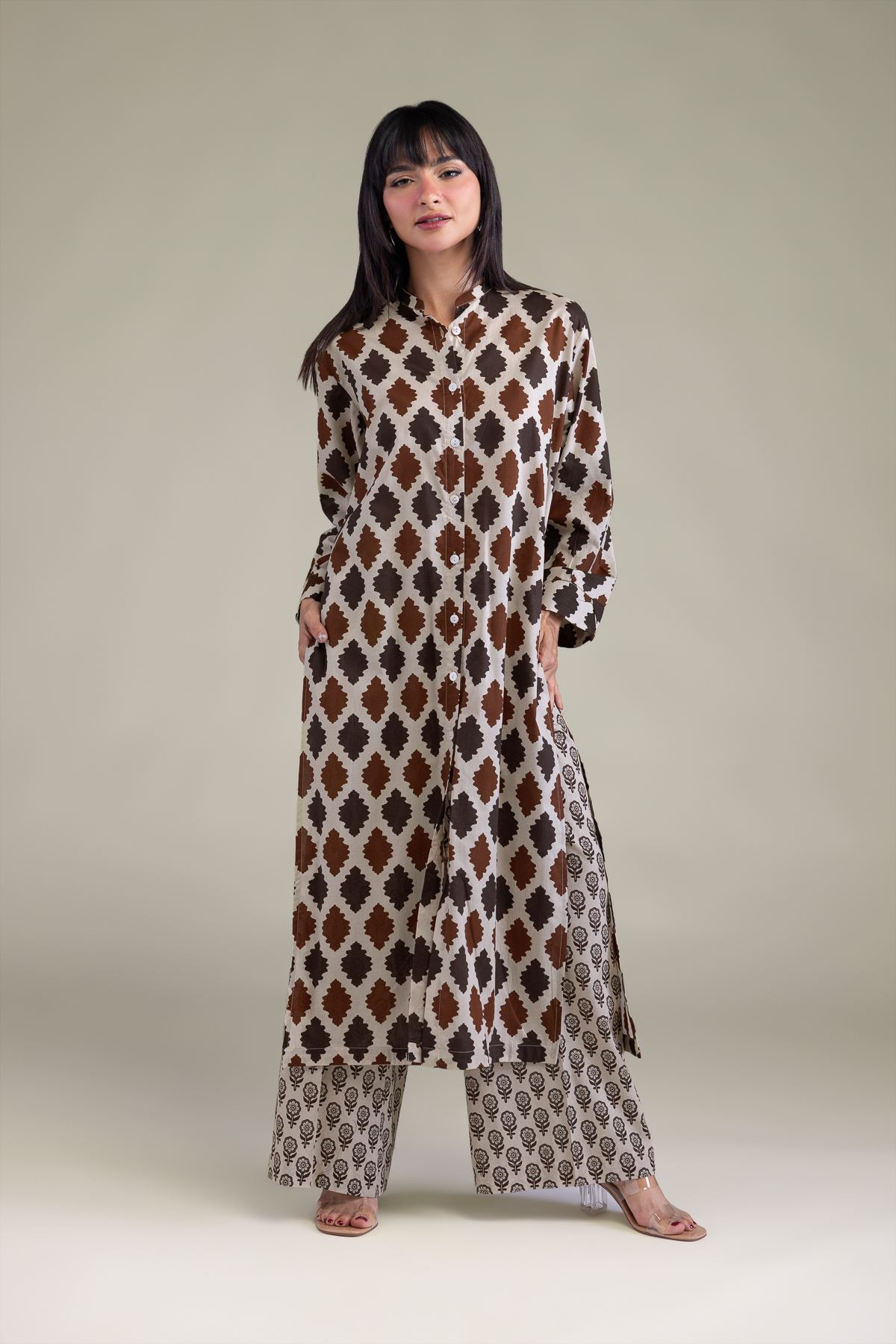 Printed Cambric Long Cambric Kurta - 2-26-204-A-F1-VG