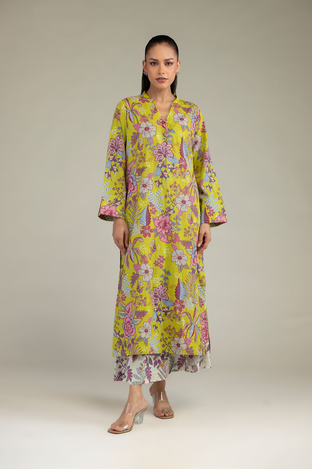 Printed Cambric Floral Cambric Kurta - 1-26-242-B-B1-VG