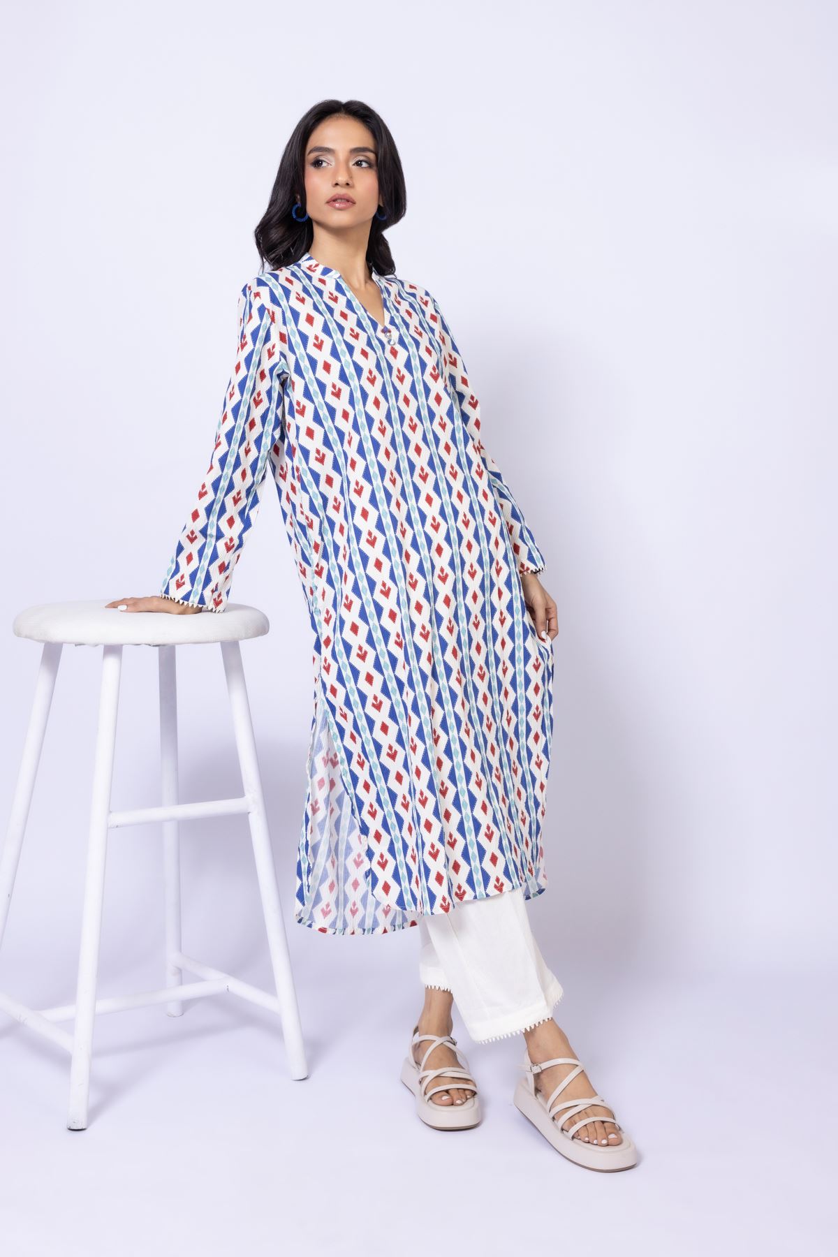 Printed Cotton Crinkle Kurta - 25-09-10E8-09TA-VG