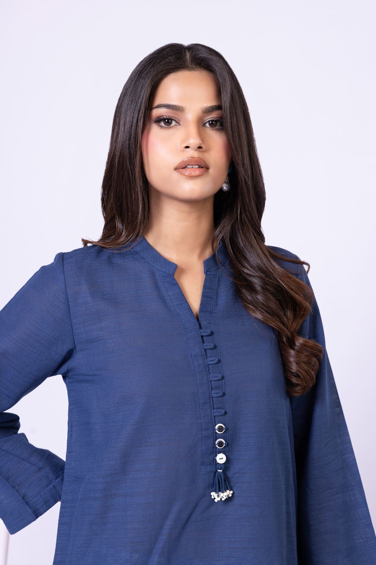 Dyed Textured Cotton Kurta - 25-09-11E3-07TA-VG