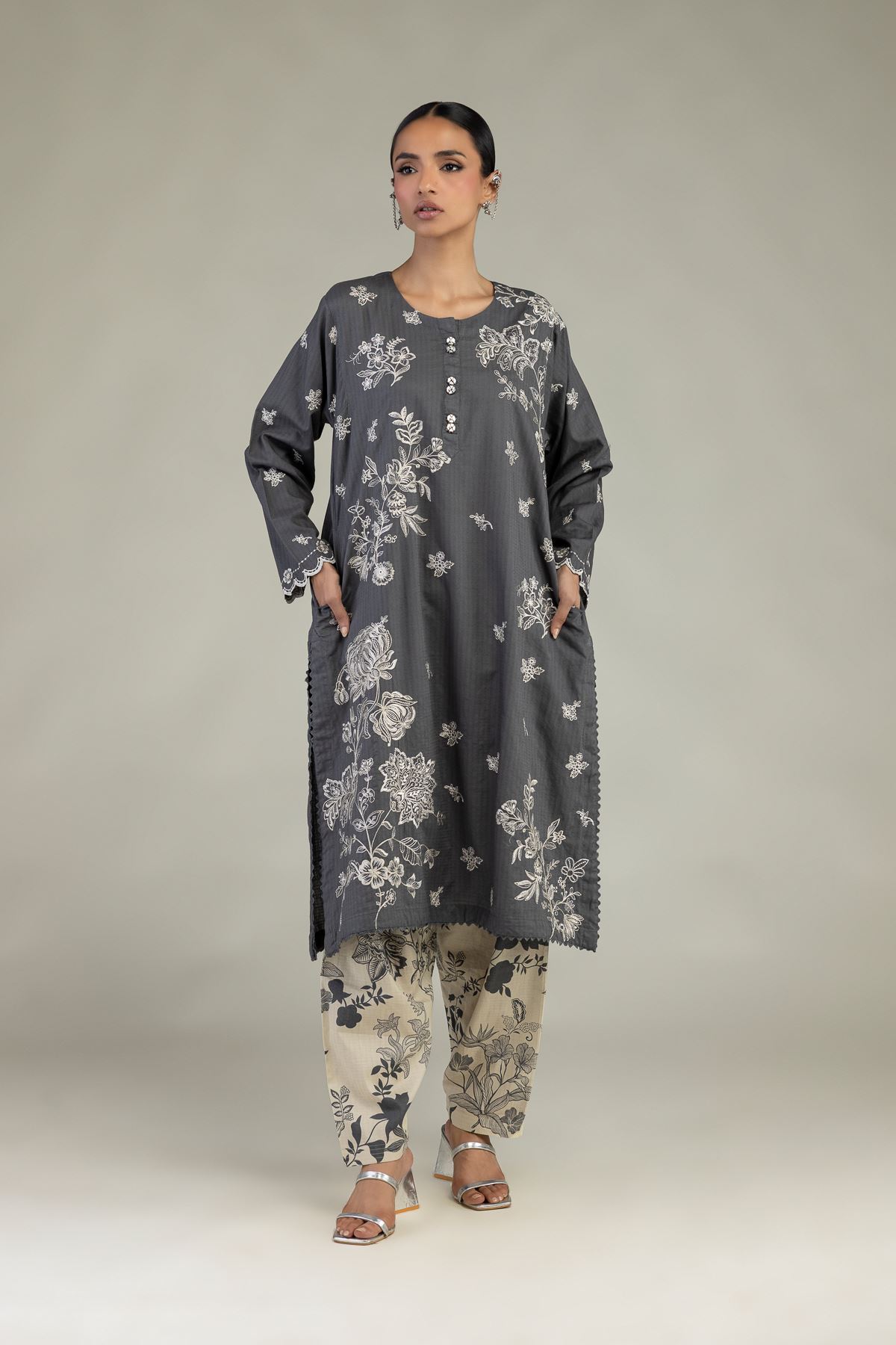 Embroidered Cotton Dobby Floral Cotton Shalwar - 1-26-241-A-C1-VG