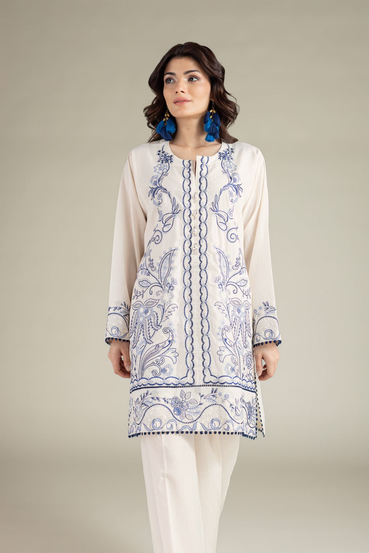 Embroidered Cambric Fabrics 2 Piece | Top and Bottom - A113-26-111EE1-VG