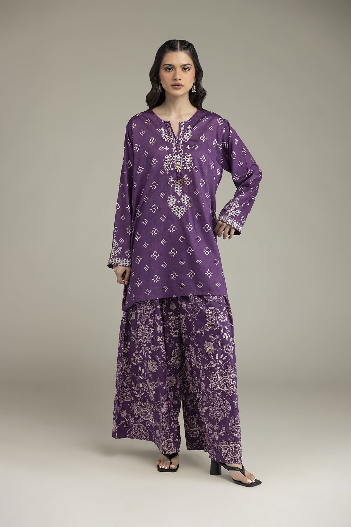 Embroidered Cambric Fabrics 2 Piece | Top and Bottom - R-1-26-134-A-C-VG