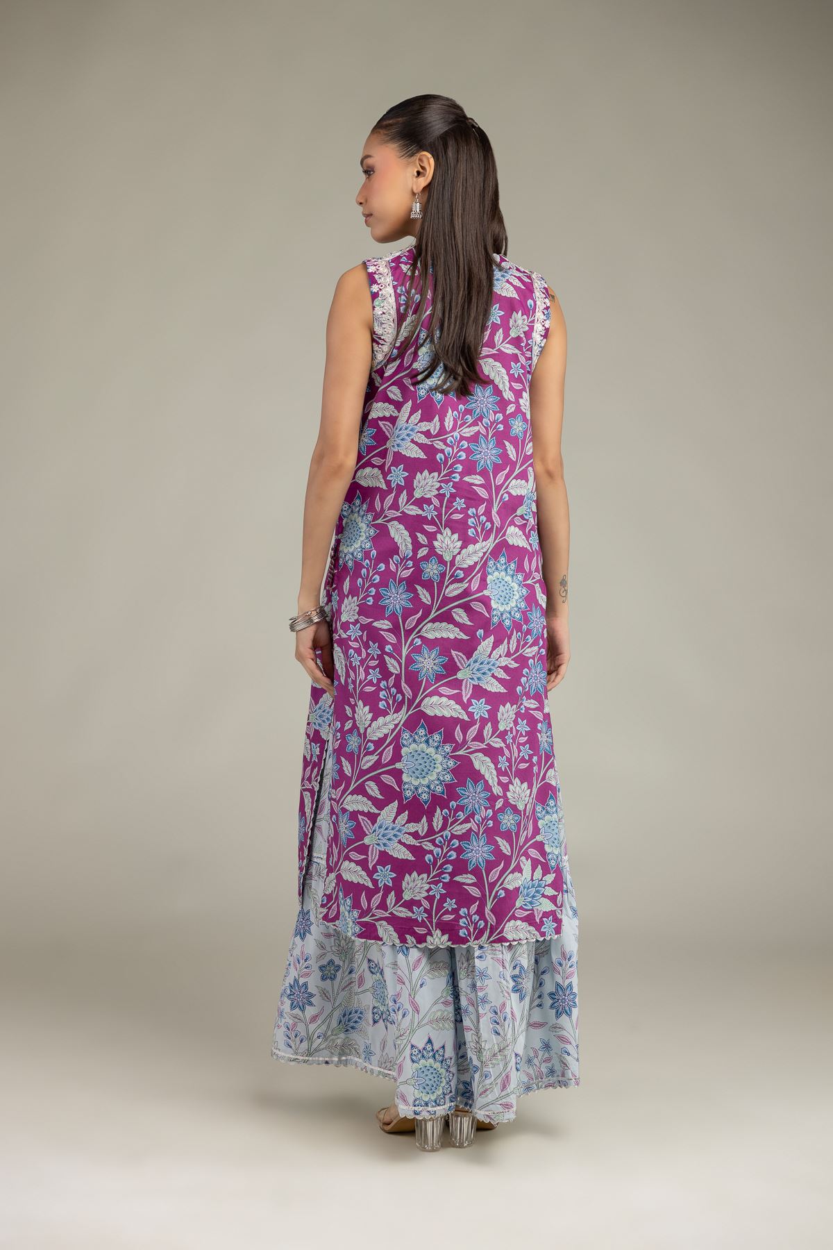 Embroidered Cotton Viscose Floral Sleeveless Kurta - 1-26-227-A-B1-VG