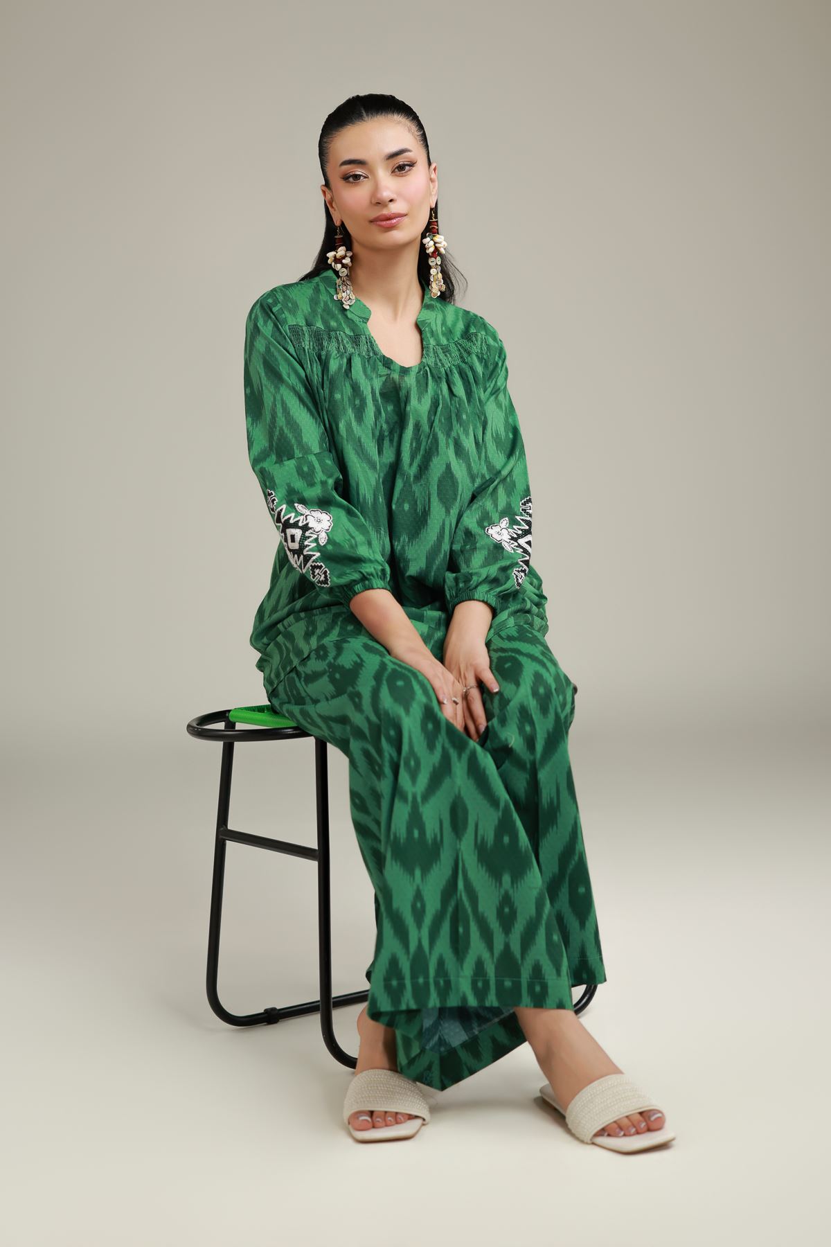 Embroidered Cotton Dobby Green Cotton Kurta - 1-26-228-A-H2-VG
