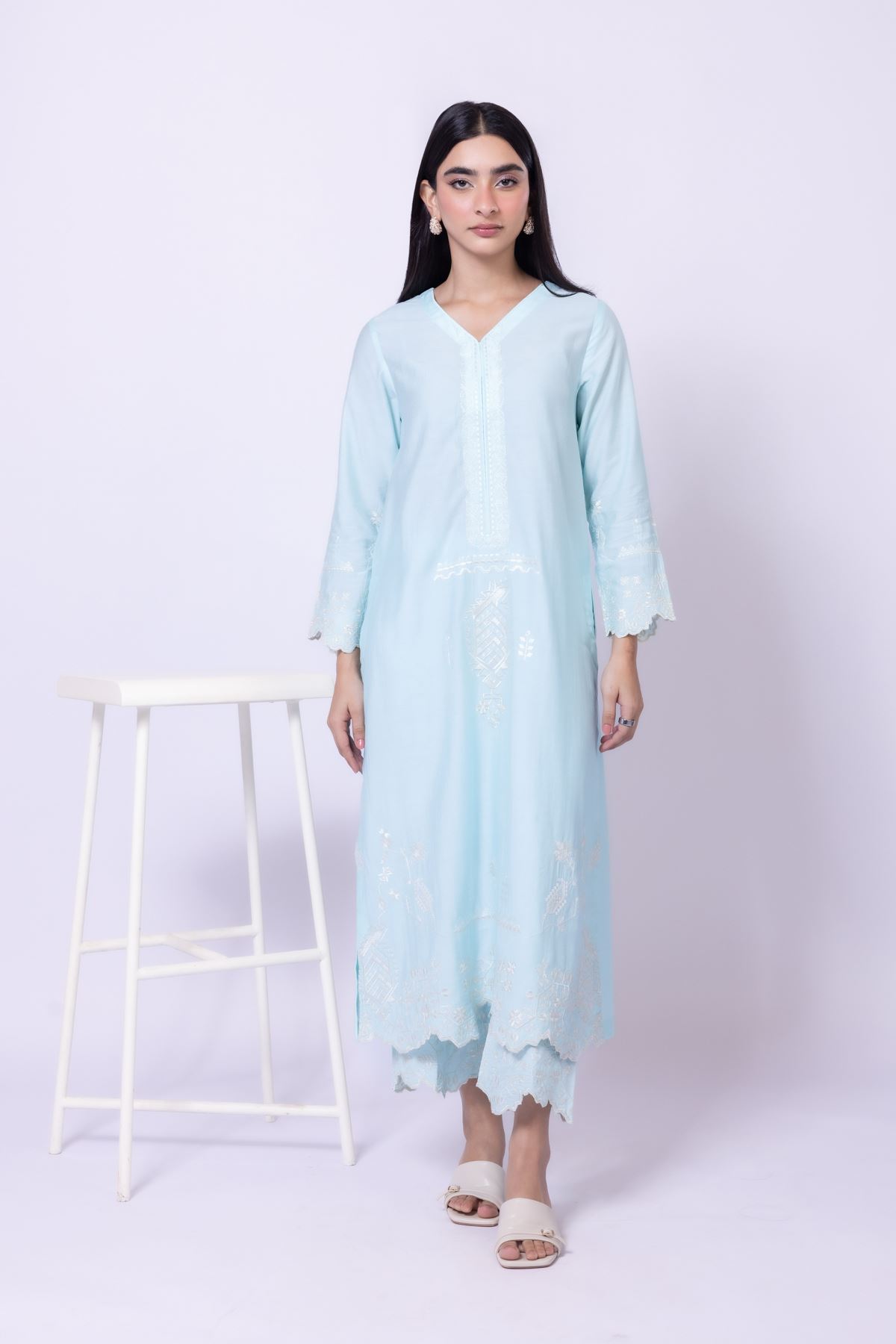 Embroidered Raw Silk Kurta - 1-26-130-A-B-VG
