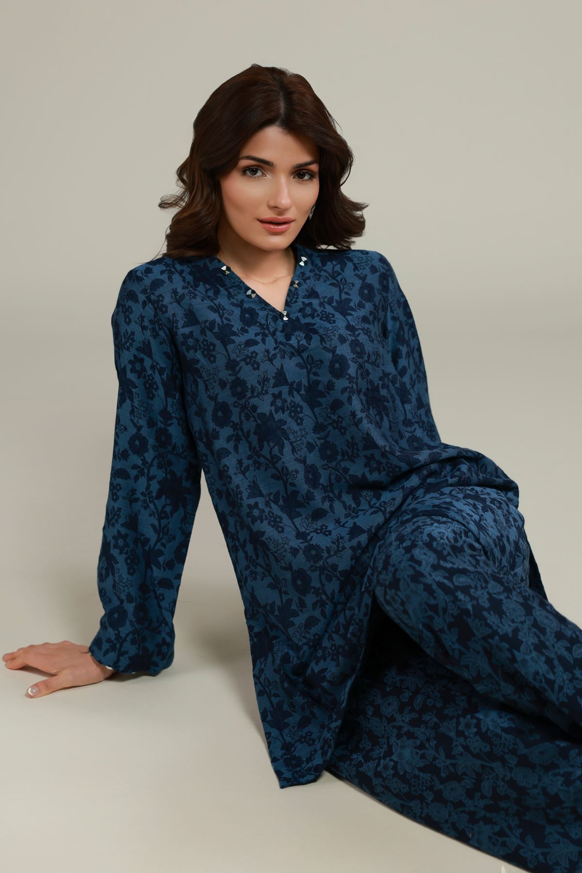 Dyed Jacquard Kurta - 25-09-11E3-07TA-VG