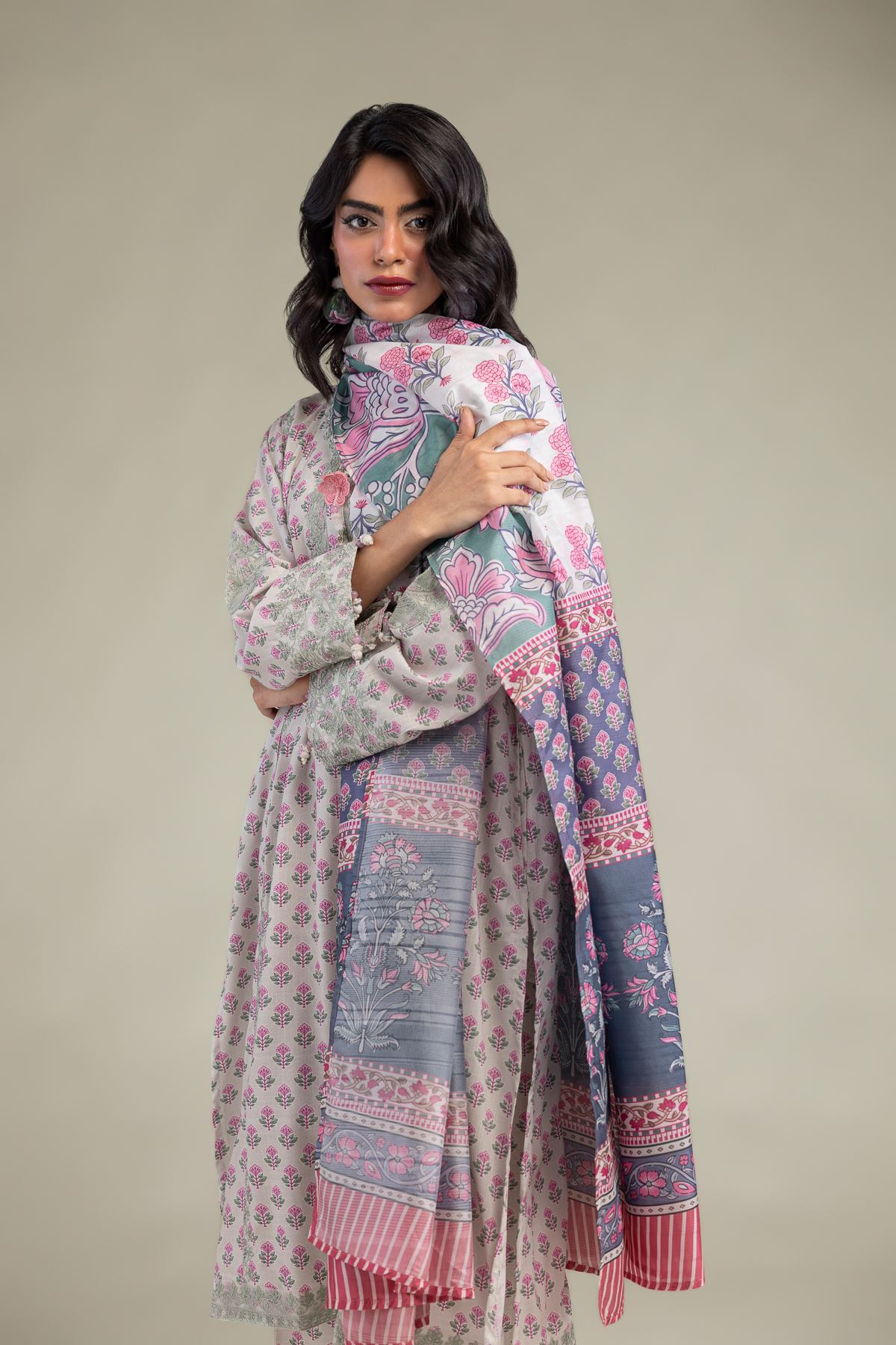 Embroidered Mesuri Floral Mesuri Dupatta - 2-26-308-A-G1-VG