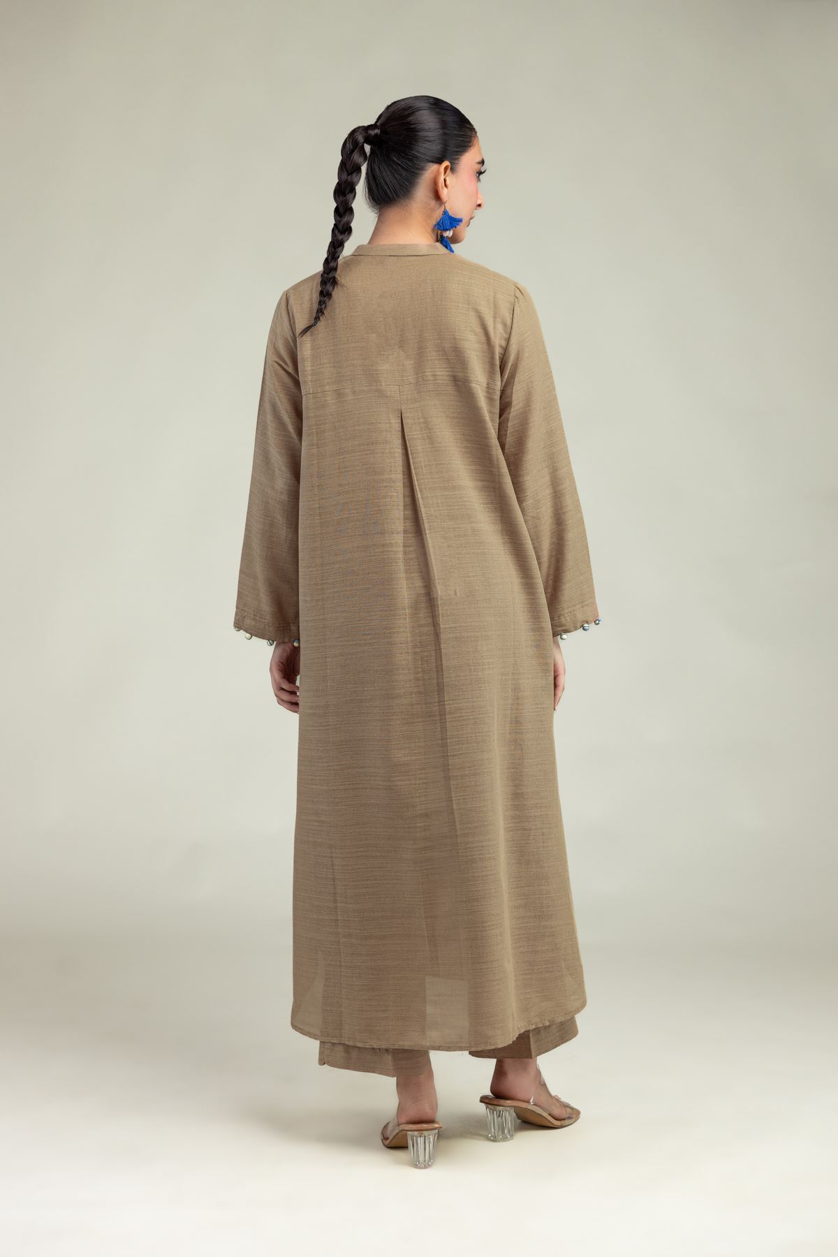 Dyed Textured Cotton Long Cotton Kurta - 1-26-203-A-H1-VG