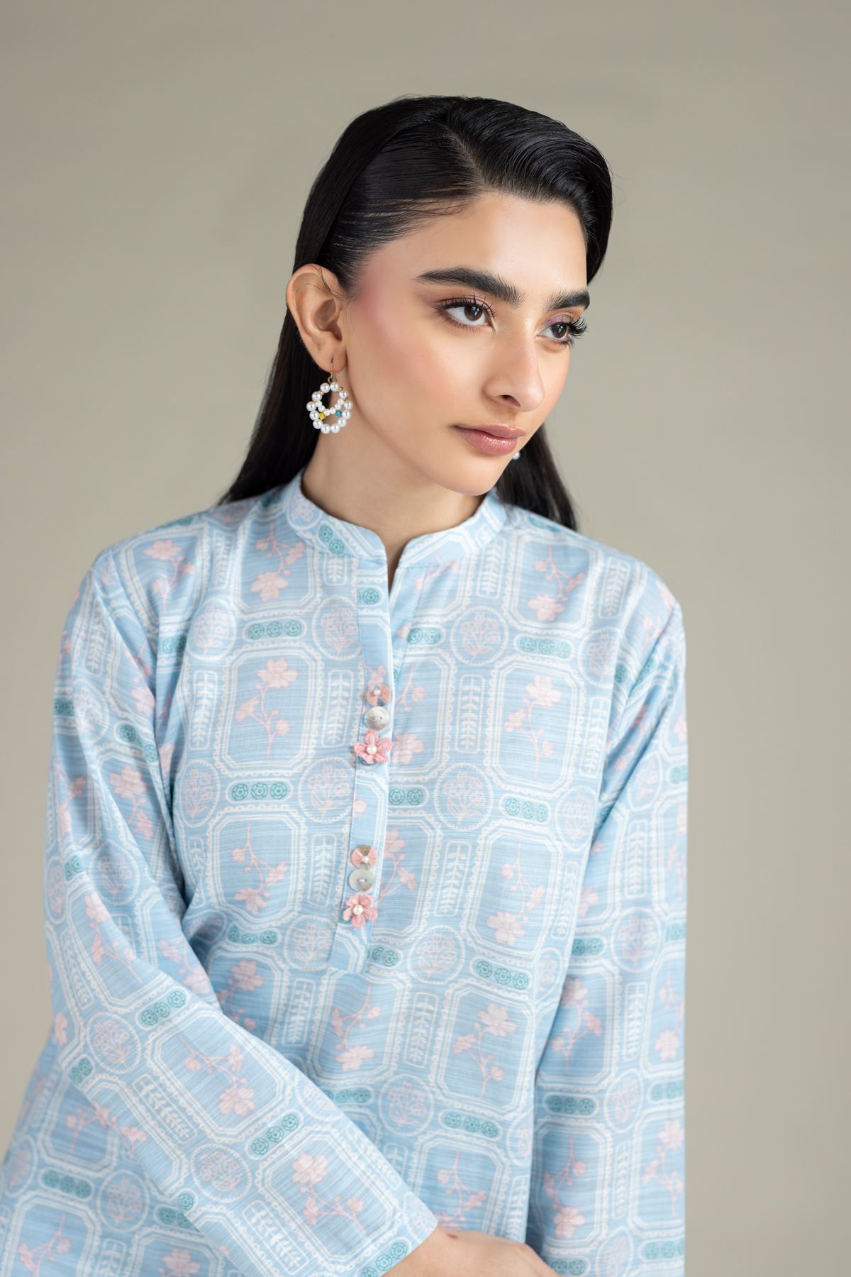 Printed Textured Cotton Kurta - 25-08-8E7-08BA-VG