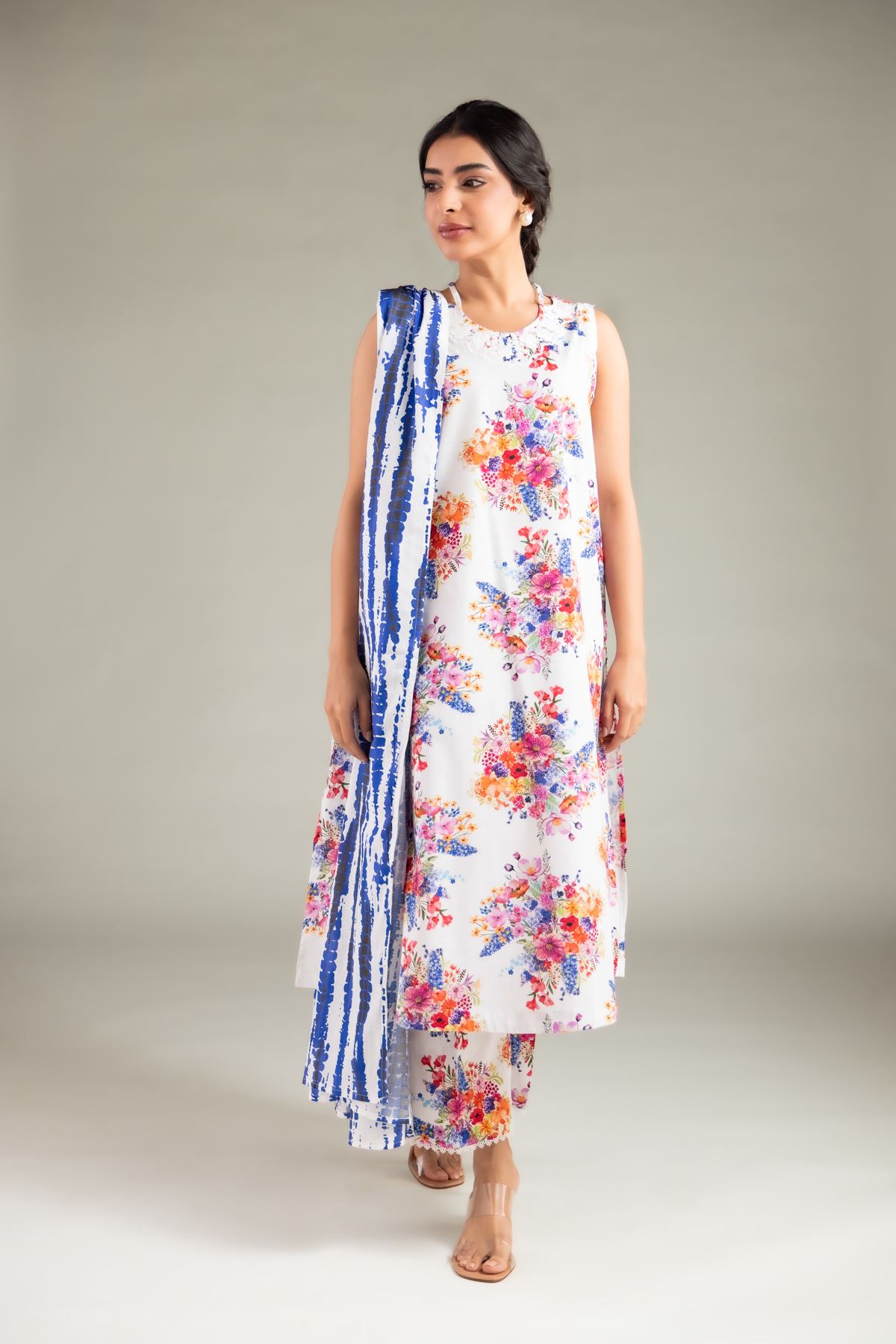 Printed Textured Lawn Dupatta - 1-26-130-A-D-VG