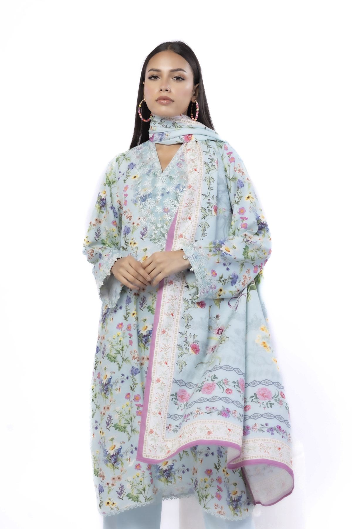 Embroidered Blended Khaddar Tailored 3 Piece - LKN92AST-VG