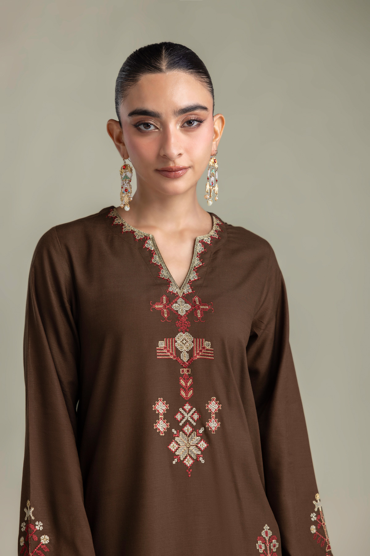 Embroidered Raw Silk Embroidered Silk Kurta - 2-26-418-A-H1-VG