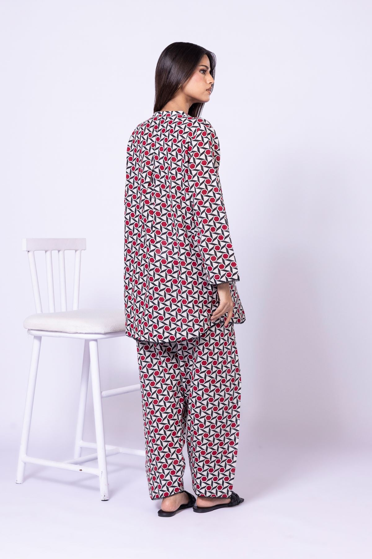 Printed Textured Cotton Kurta - EET24546B-VG
