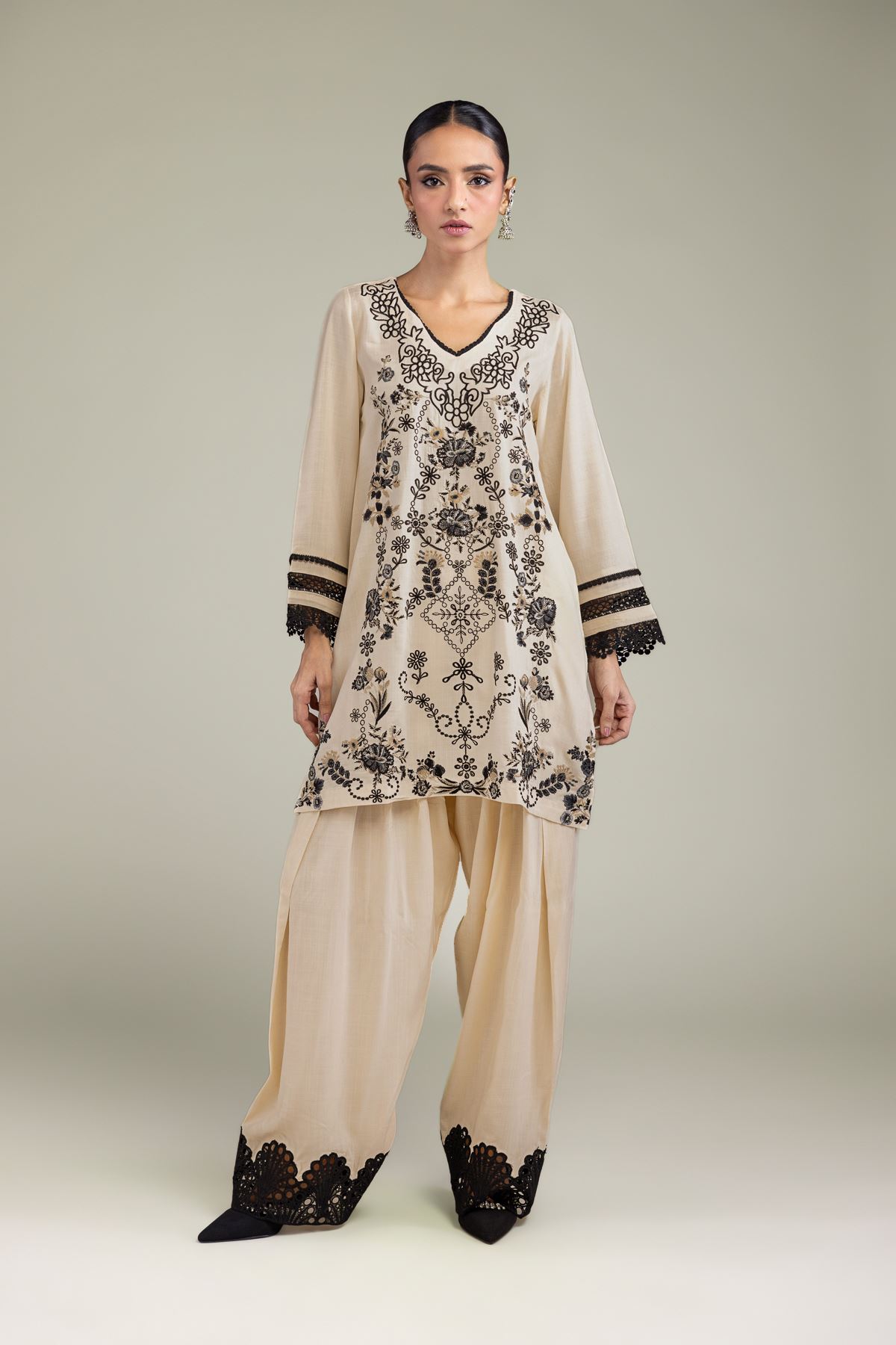 Embroidered Raw Silk Raw Silk Kurta - 2-26-209-A-D1-VG