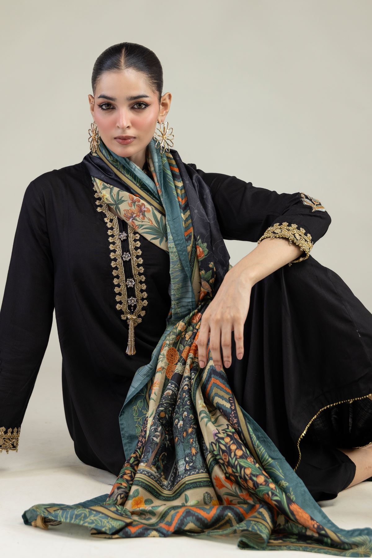 Printed Polyester Silk Floral Silk Dupatta - 2-26-203-A-A1-VG