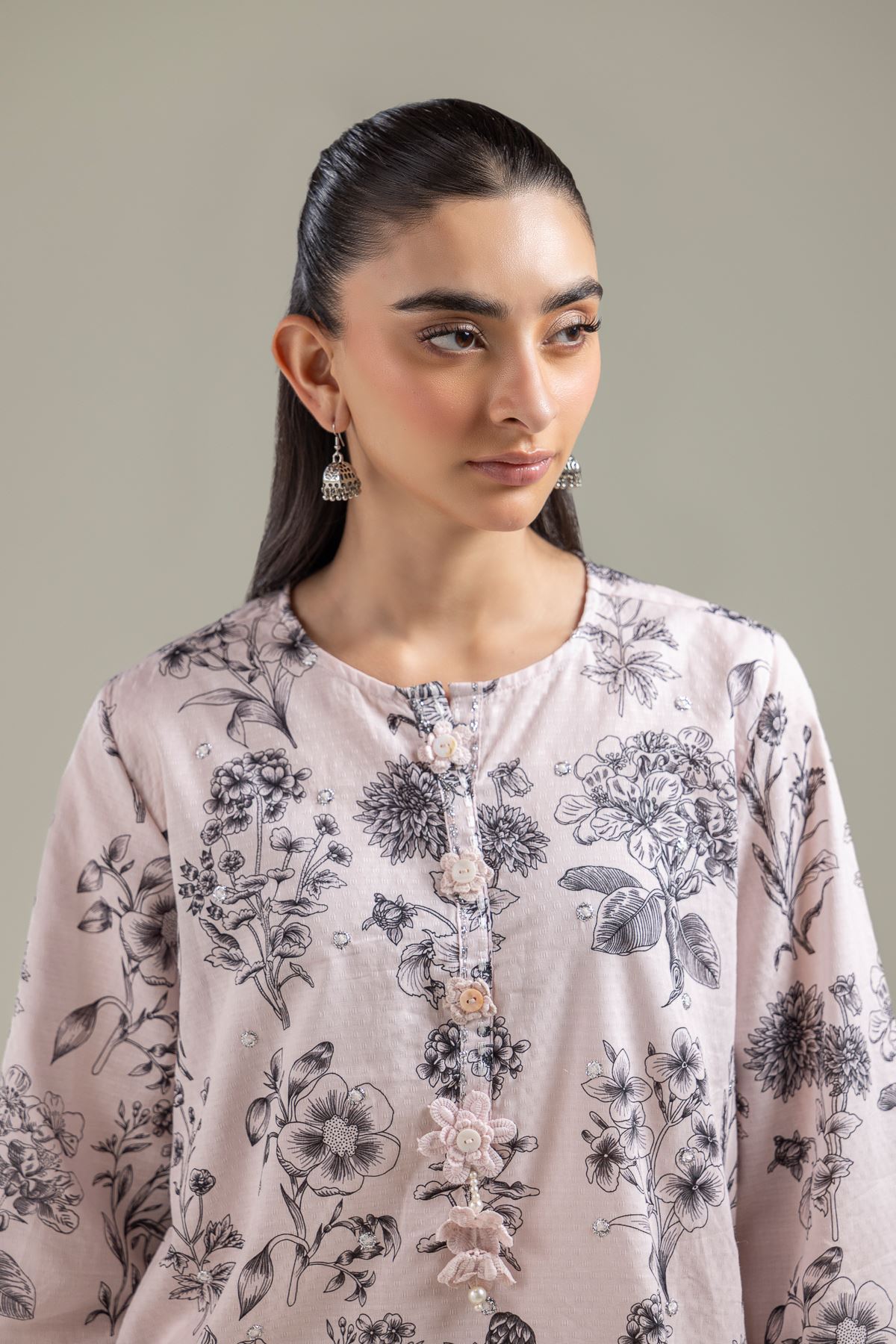 Embroidered Cotton Dobby Pink Cotton Kurta - 1-26-121-A-D-VG