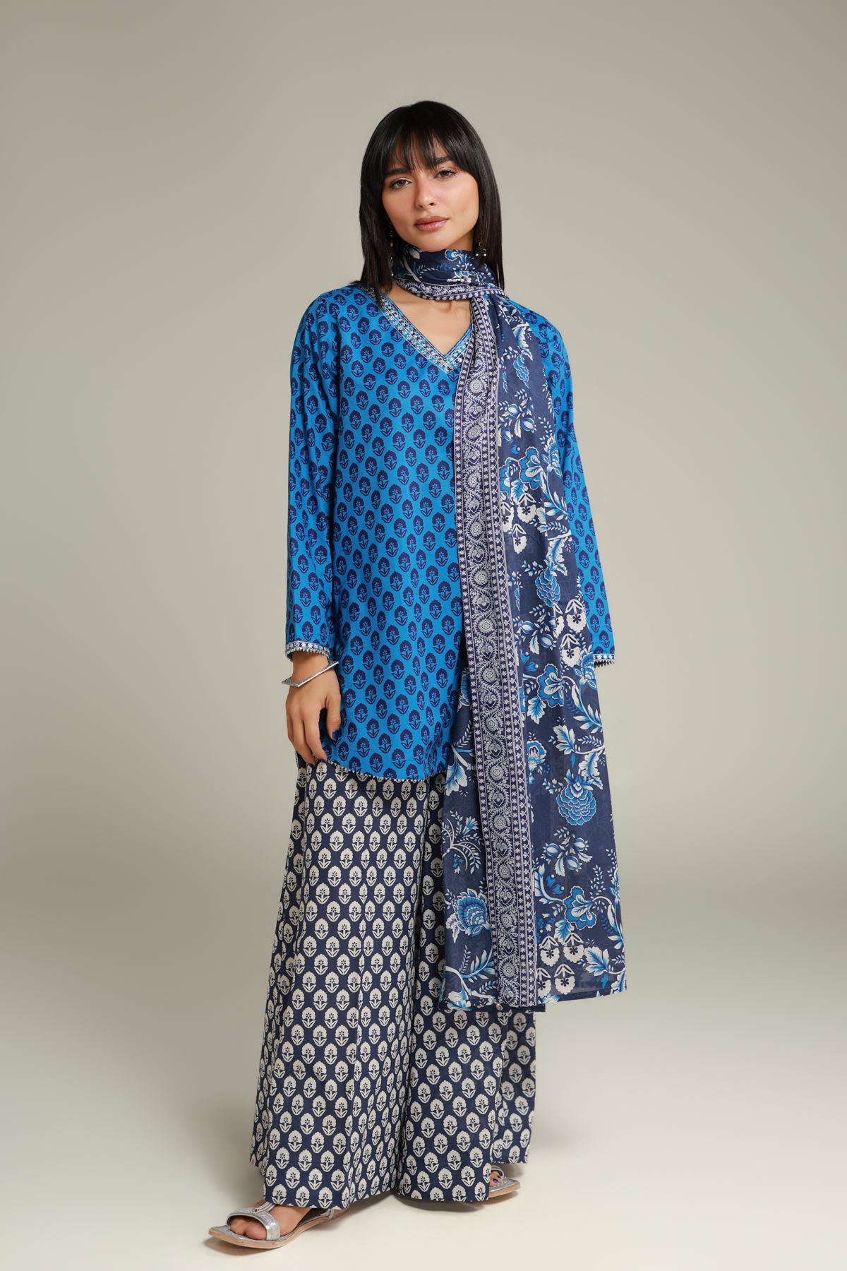 Embroidered Cambric Wide Fit Pants - 1-26-138-A-C-VG