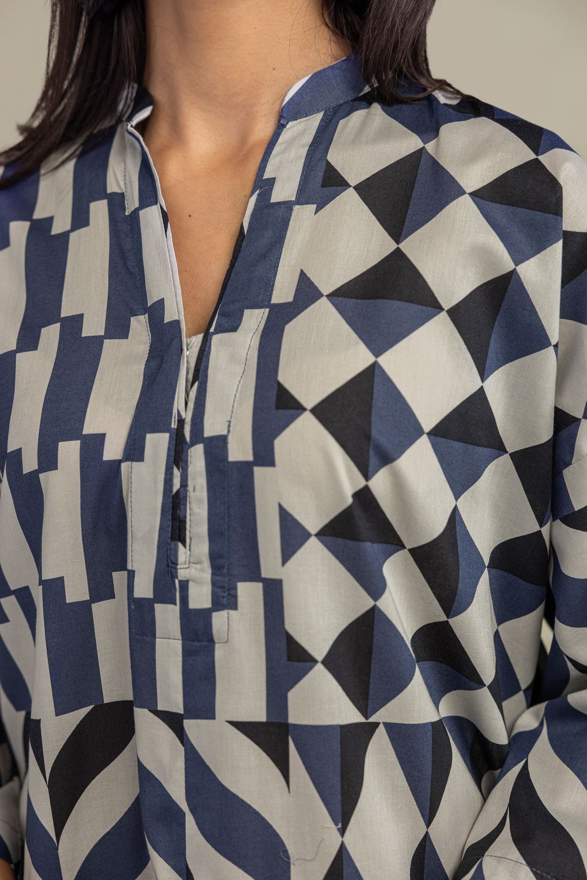 Printed Cambric Long Cambric Kurta - 1-26-102-A-F-VG