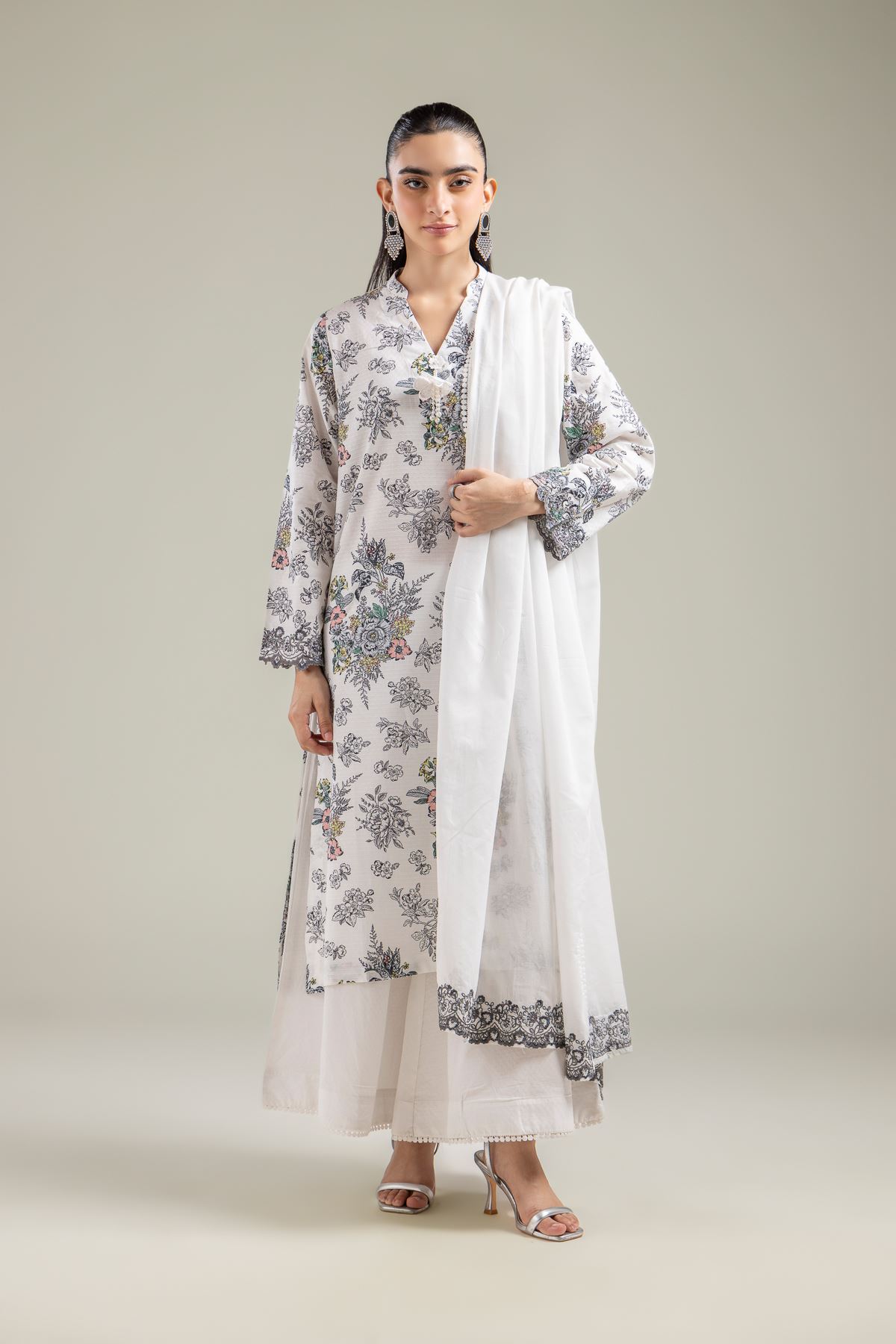 Embroidered Cotton Dobby Solid Cotton Pants - 1-26-118-A-A-VG