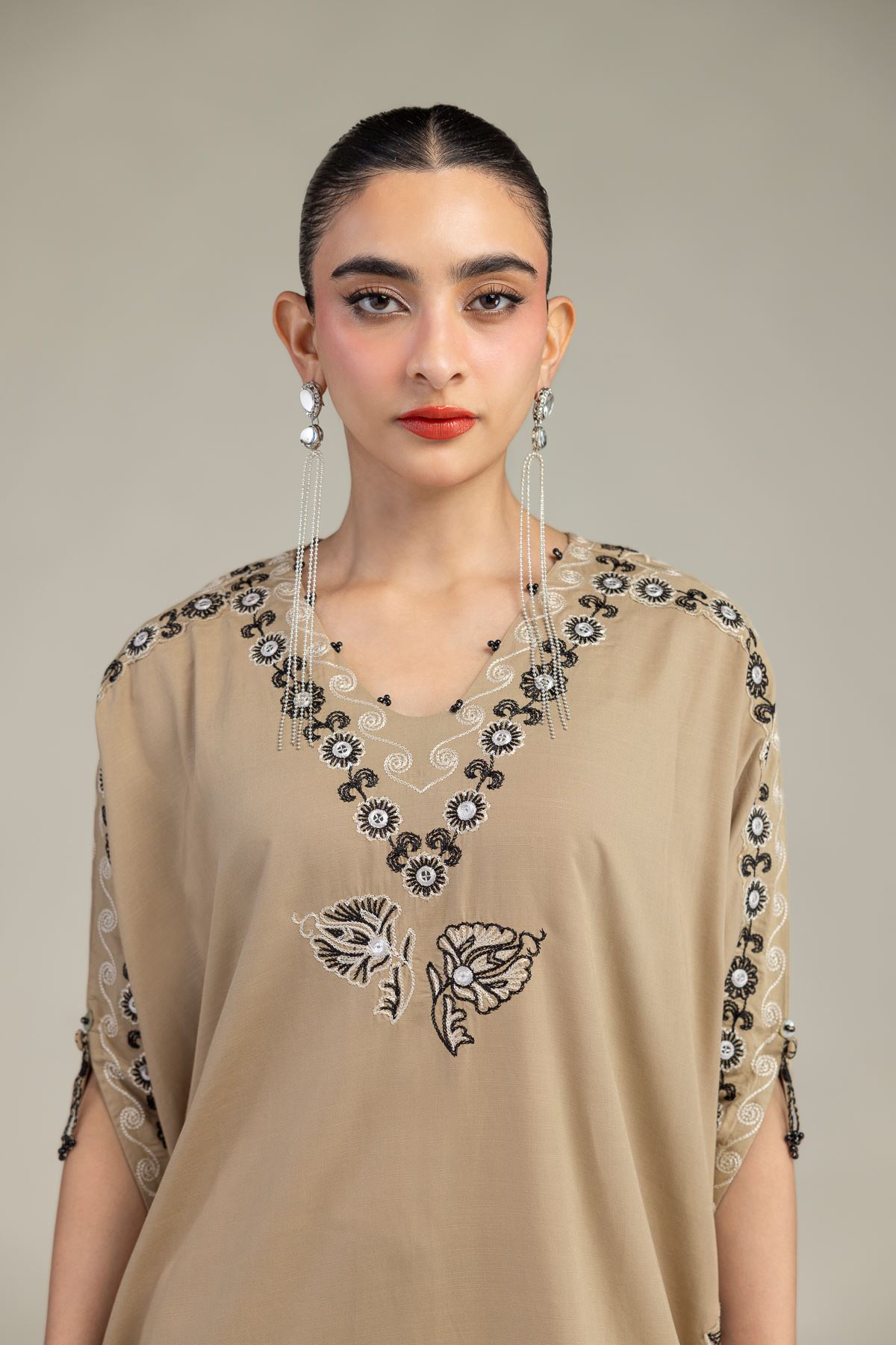 Embroidered Raw Silk Beige Silk Kurta - 8-26-210-A-D1-VG