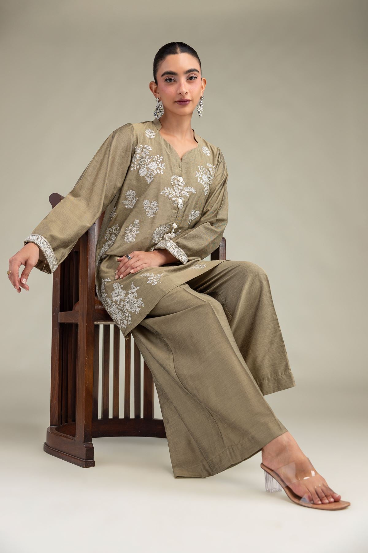 Printed Raw Silk Floral Silk Kurta - 2-26-306-A-D1-VG