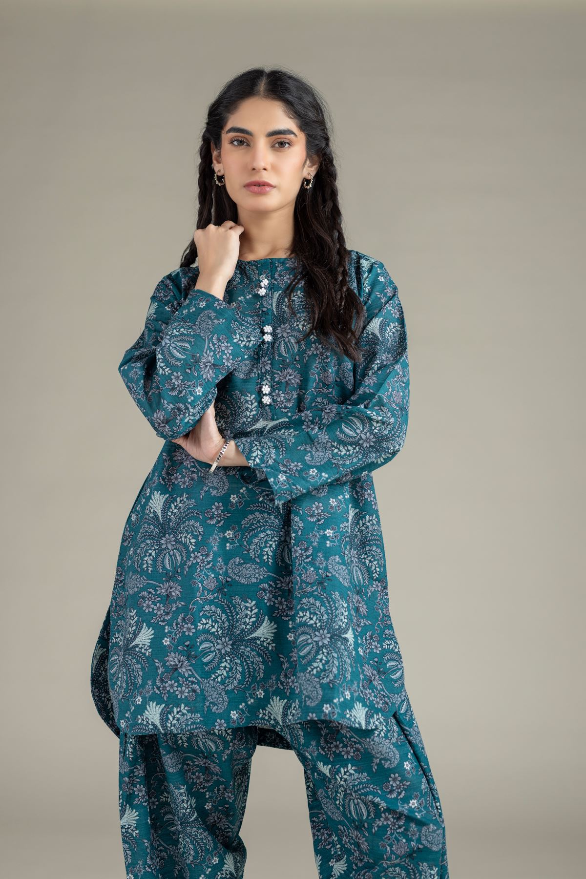 Printed Textured Cotton Kurta - 25-09-11E3-07TA-VG