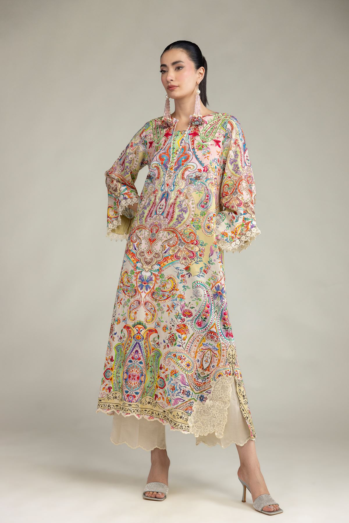 Embroidered Raw Silk Raw Silk Pants - 2-26-212-A-I1-VG