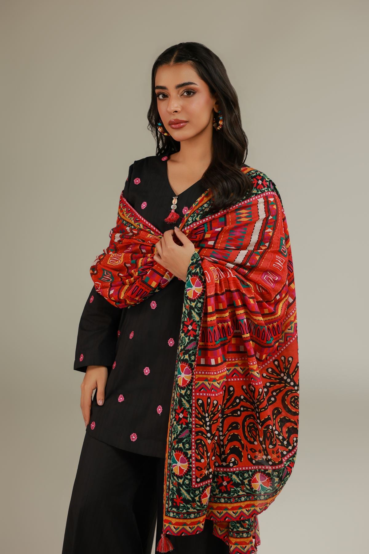 Embroidered Cotton Net Cotton Net Dupatta - 1-26-112-B-C-VG