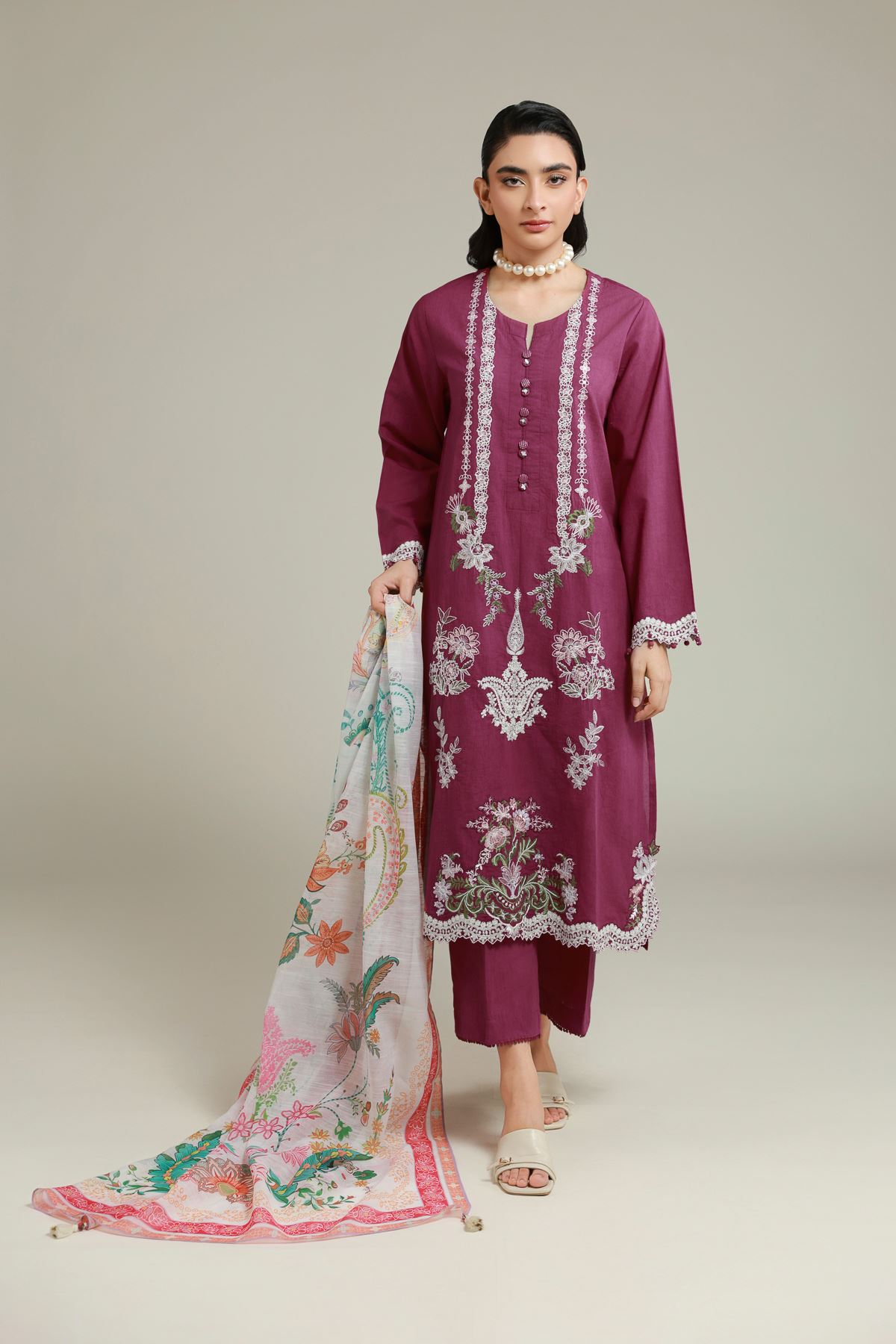 Embroidered Cambric Fabrics 3 Piece - A33-26-104FB1-VG