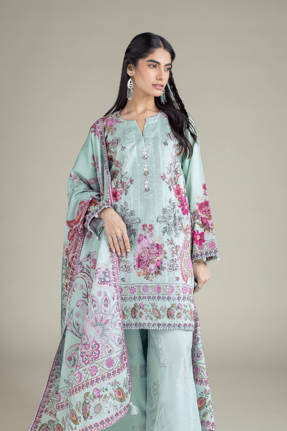 Printed Jacquard Tailored 3 Piece - T-A33-26-109FF2-VG